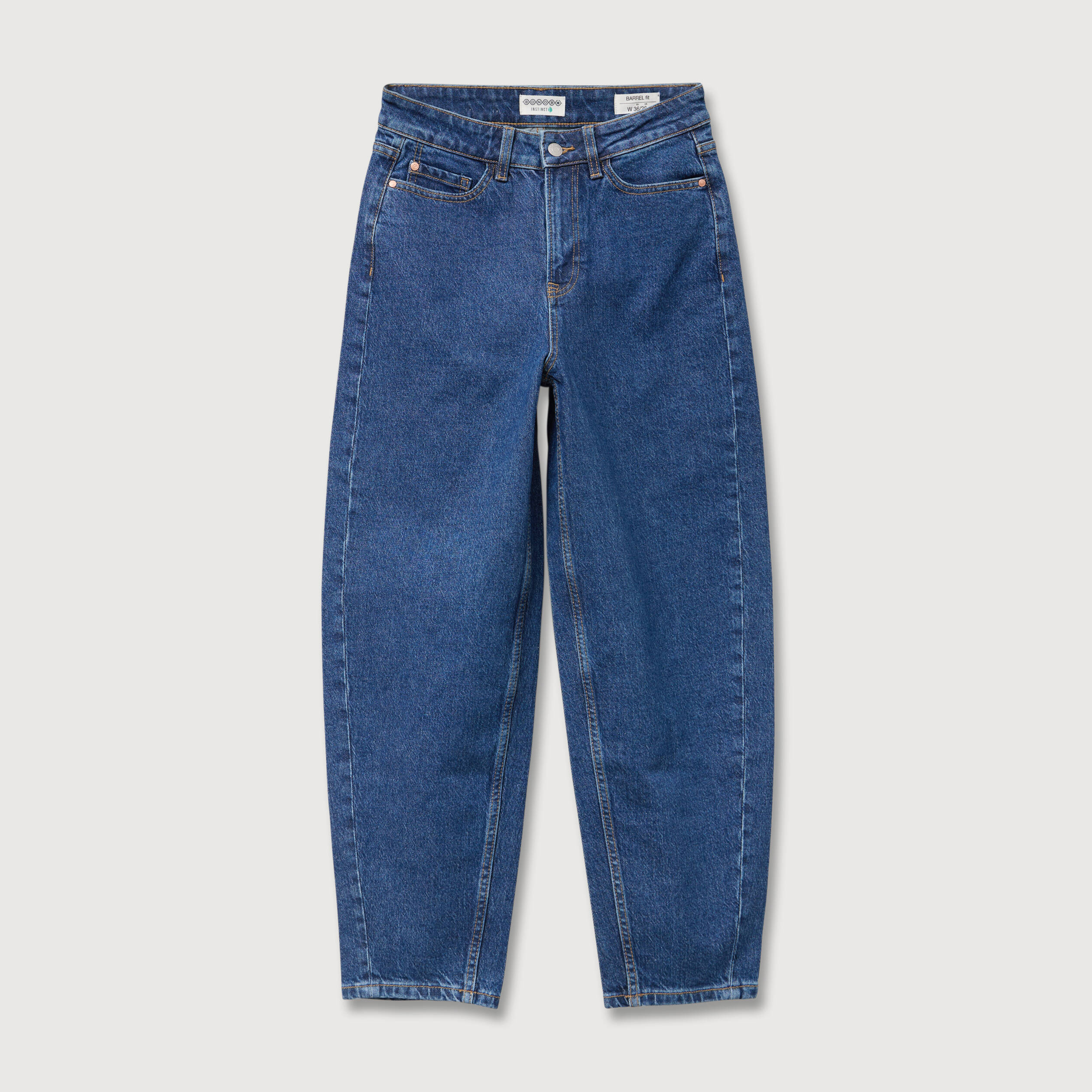 Jeans barrel taille haute 7/8&egrave;me denim brut femme