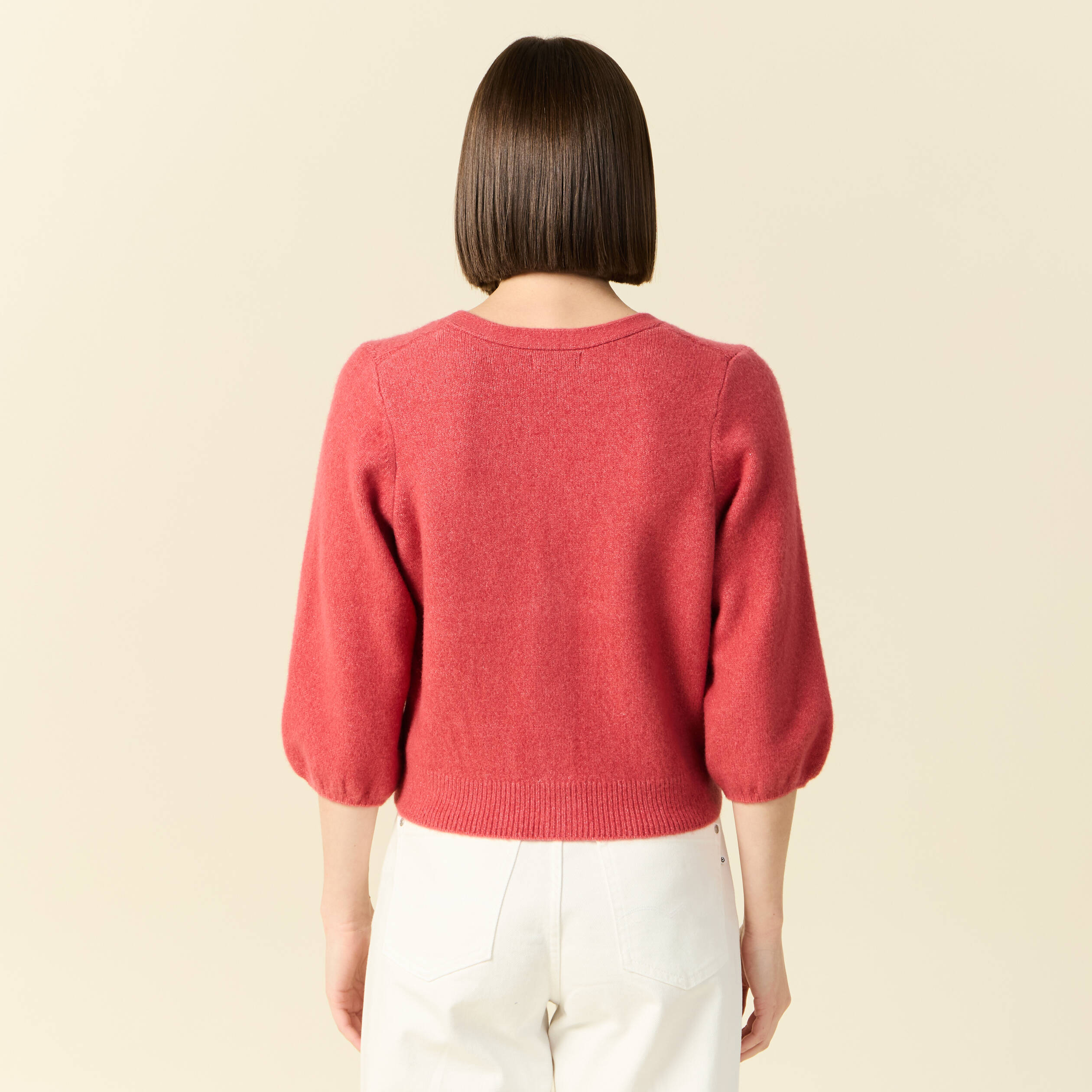 Gilet manches 3/4 rose framboise femme