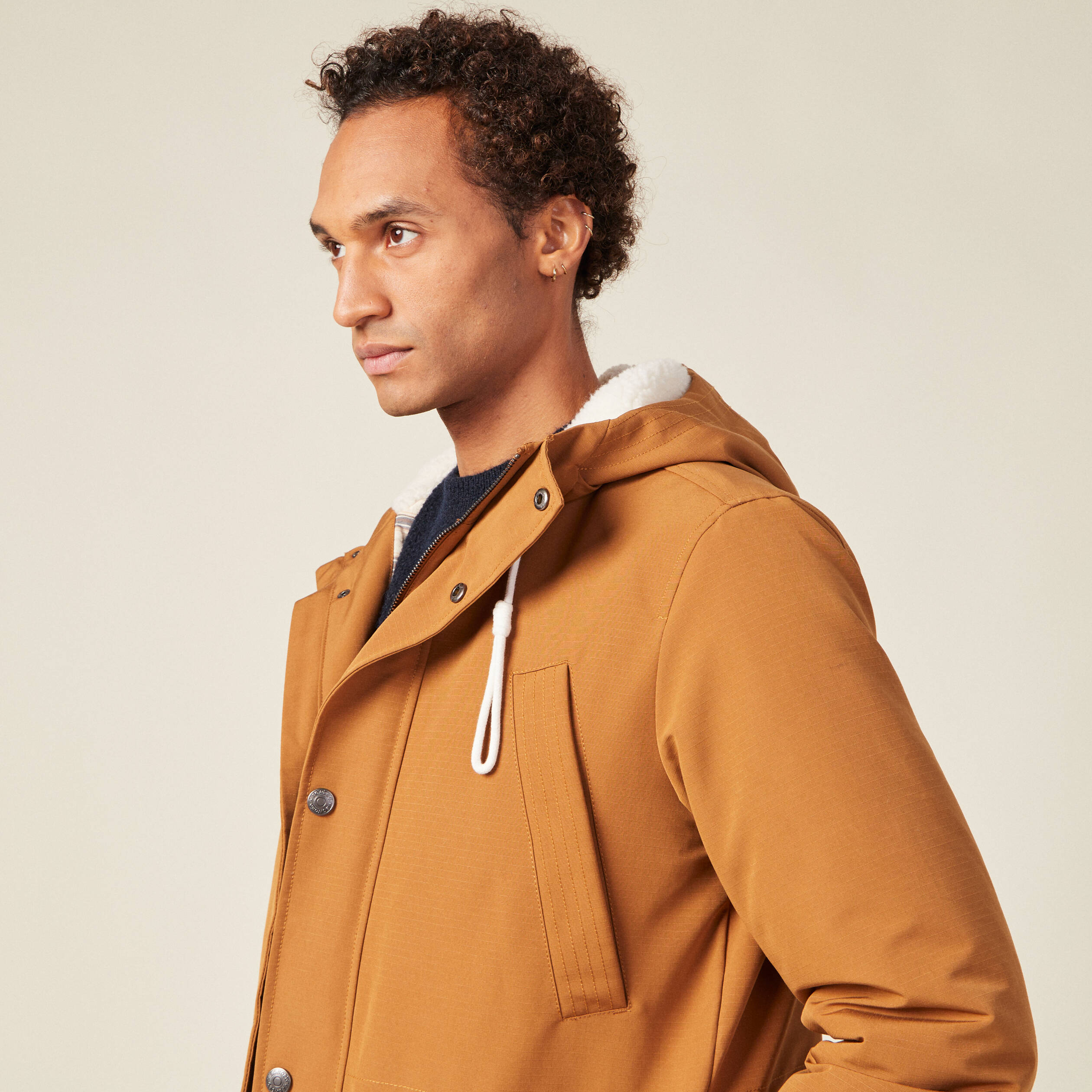 parka droite a capuche marron homme Parka droite à capuche marron homme