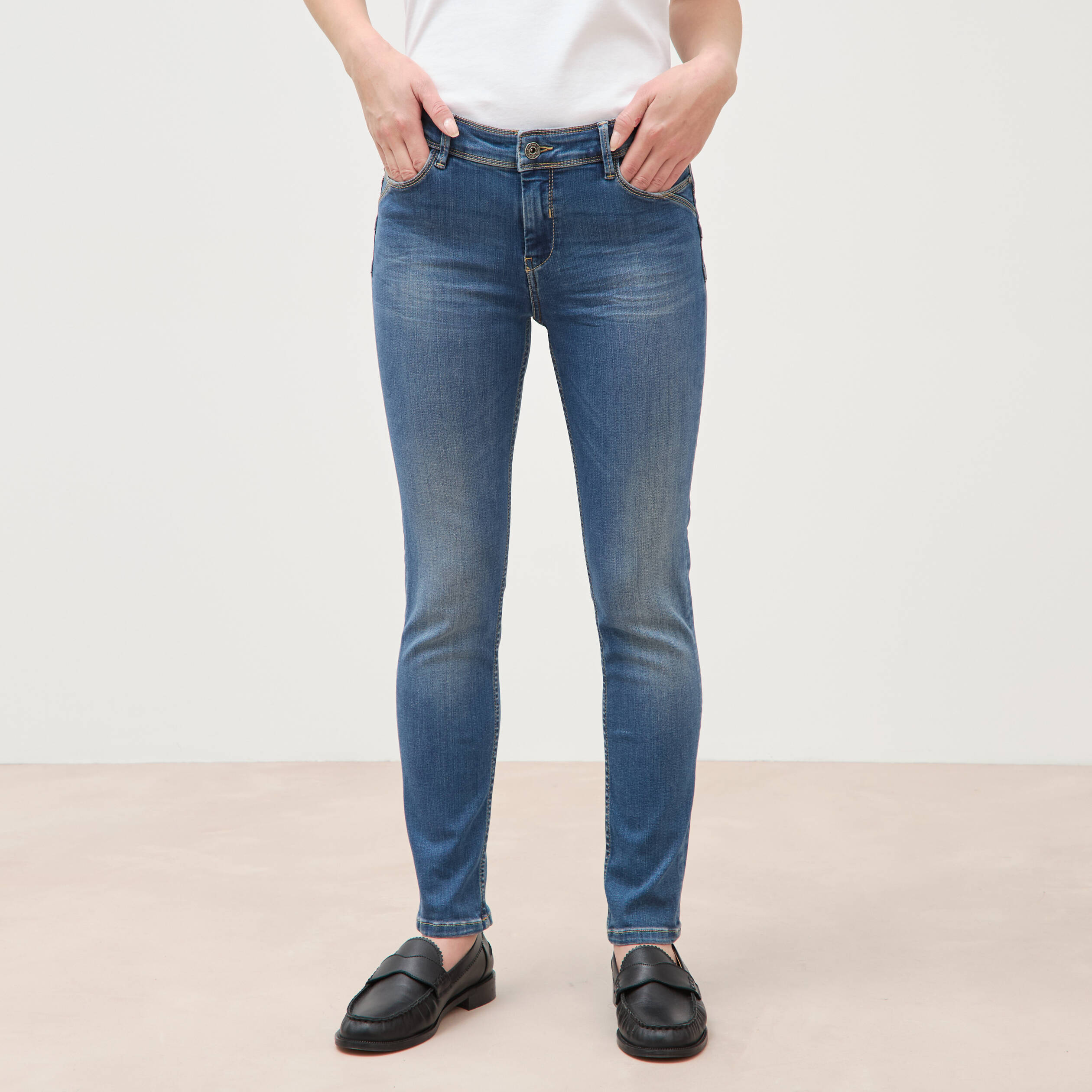 Jeans skinny push up 7/8&egrave;me denim stone femme