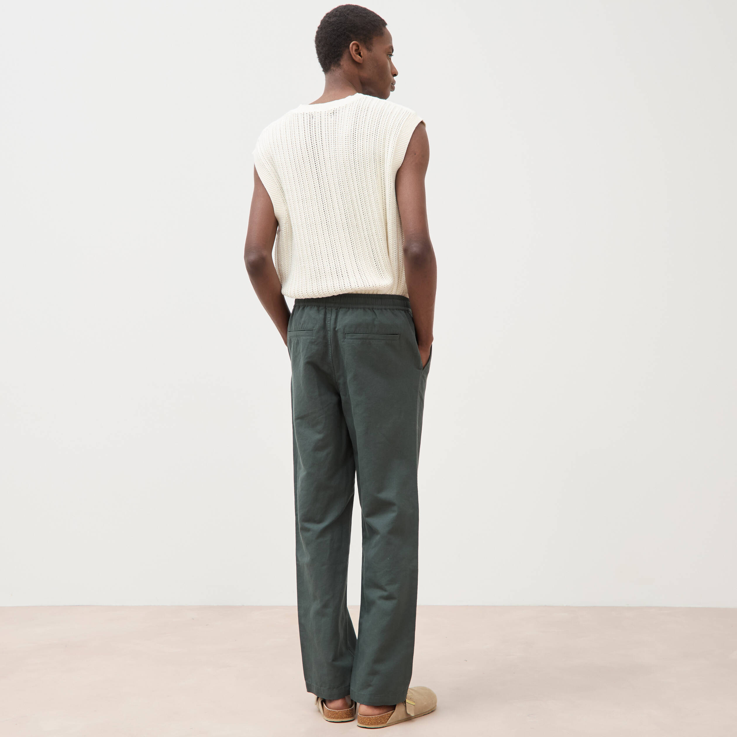 Pantalon coupe straight vert kaki homme