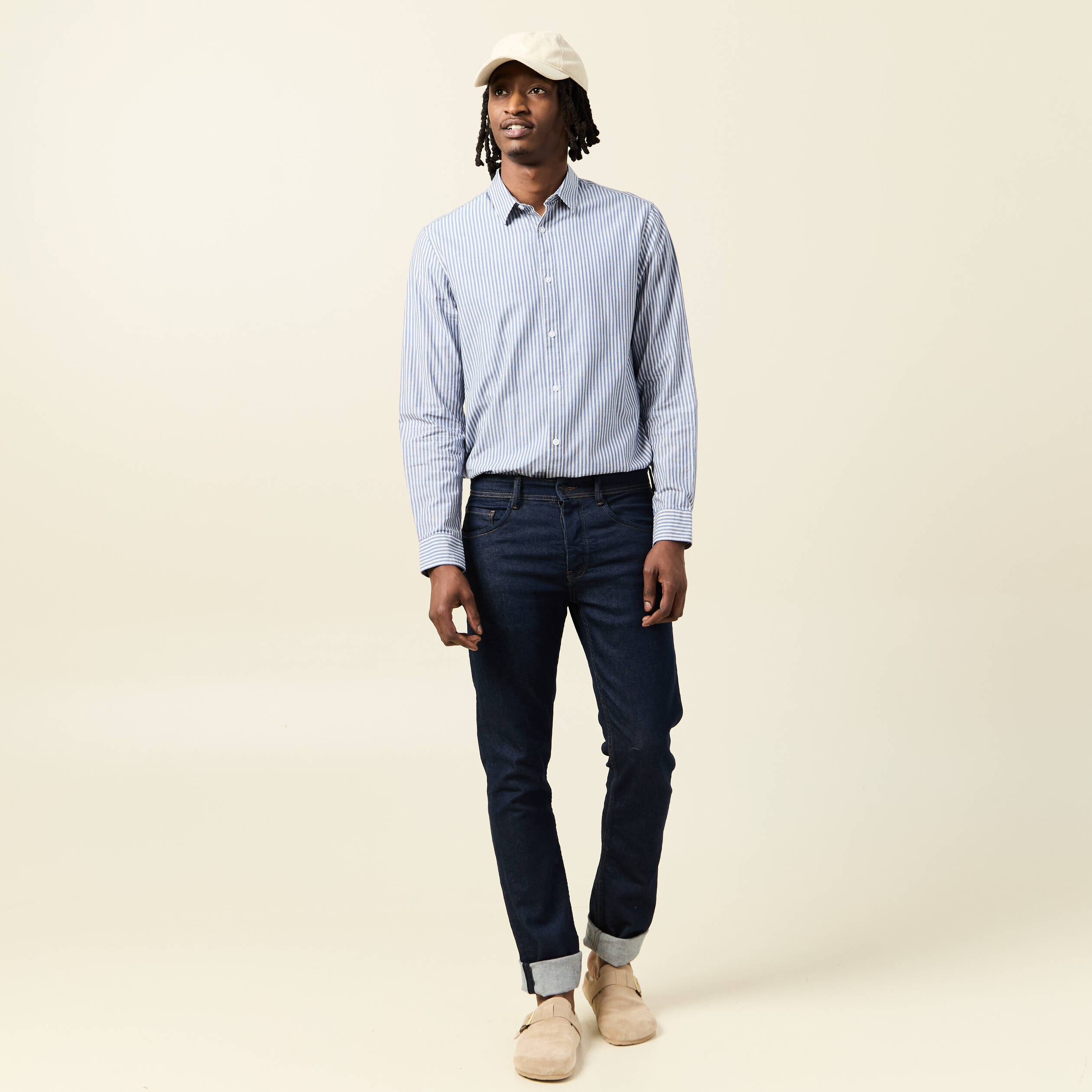 Chemise manches longues bleu marine homme