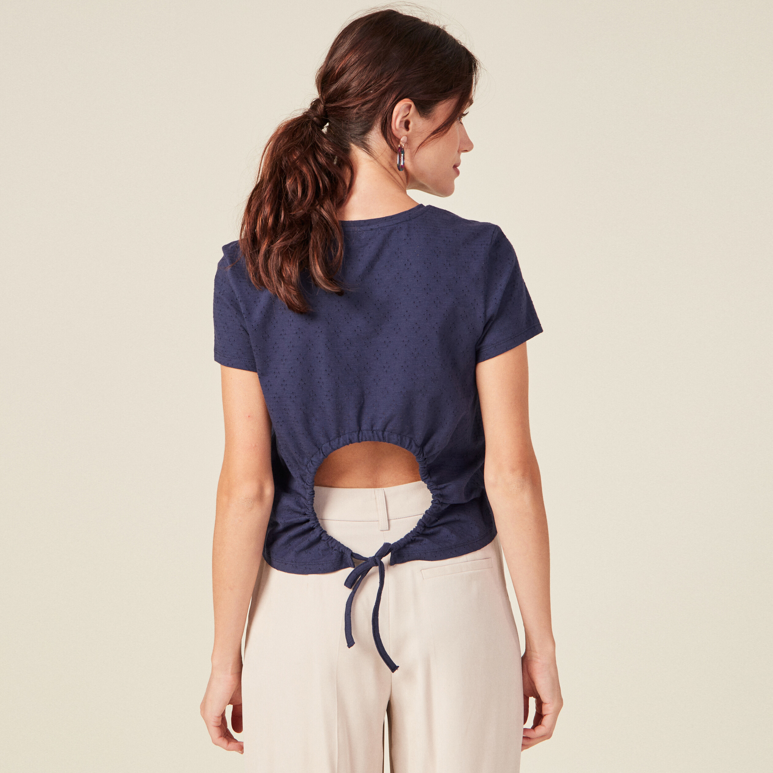 T-shirt manches courtes bleu marine femme