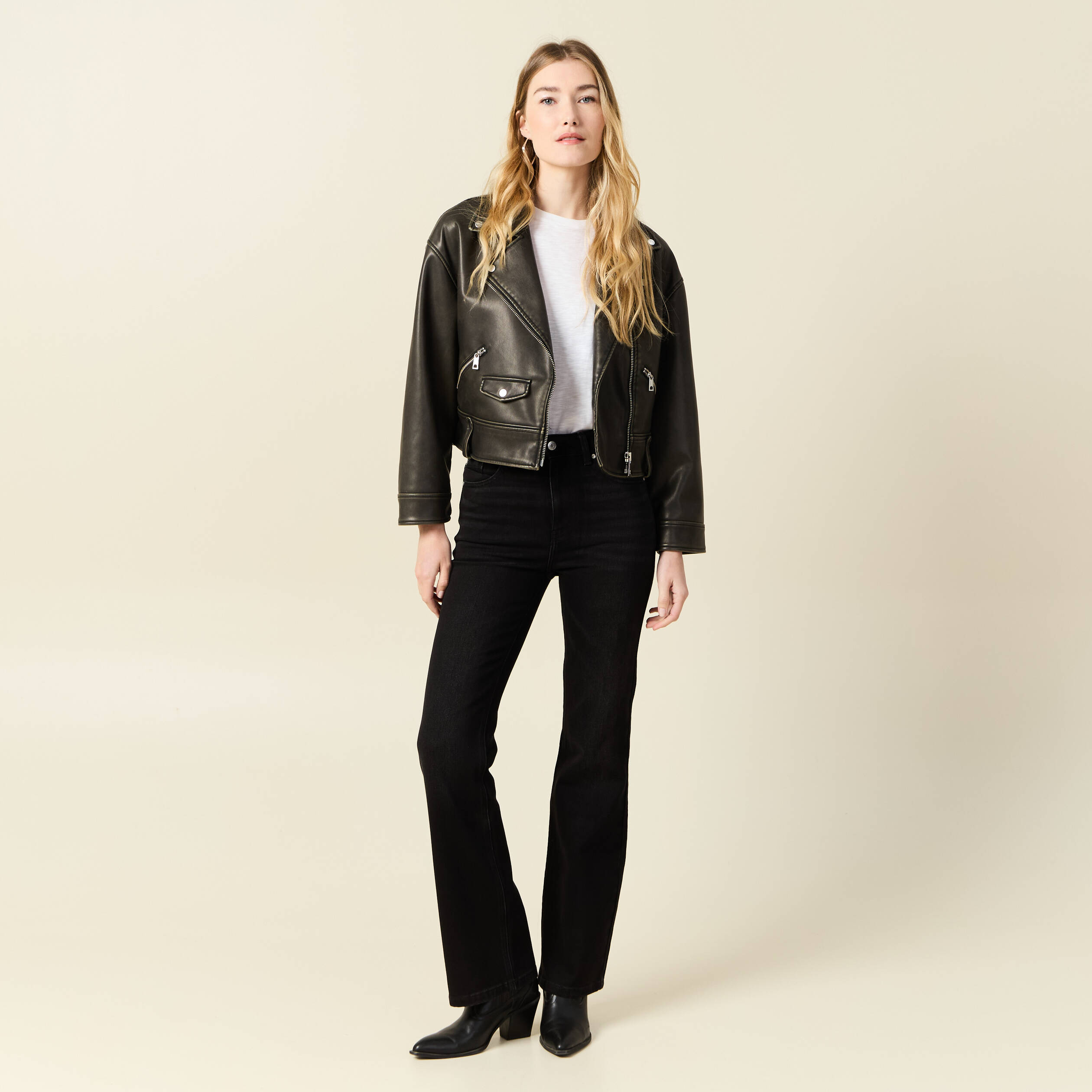jeans flare taille haute denim noir femme Jeans flare taille haute denim noir femme