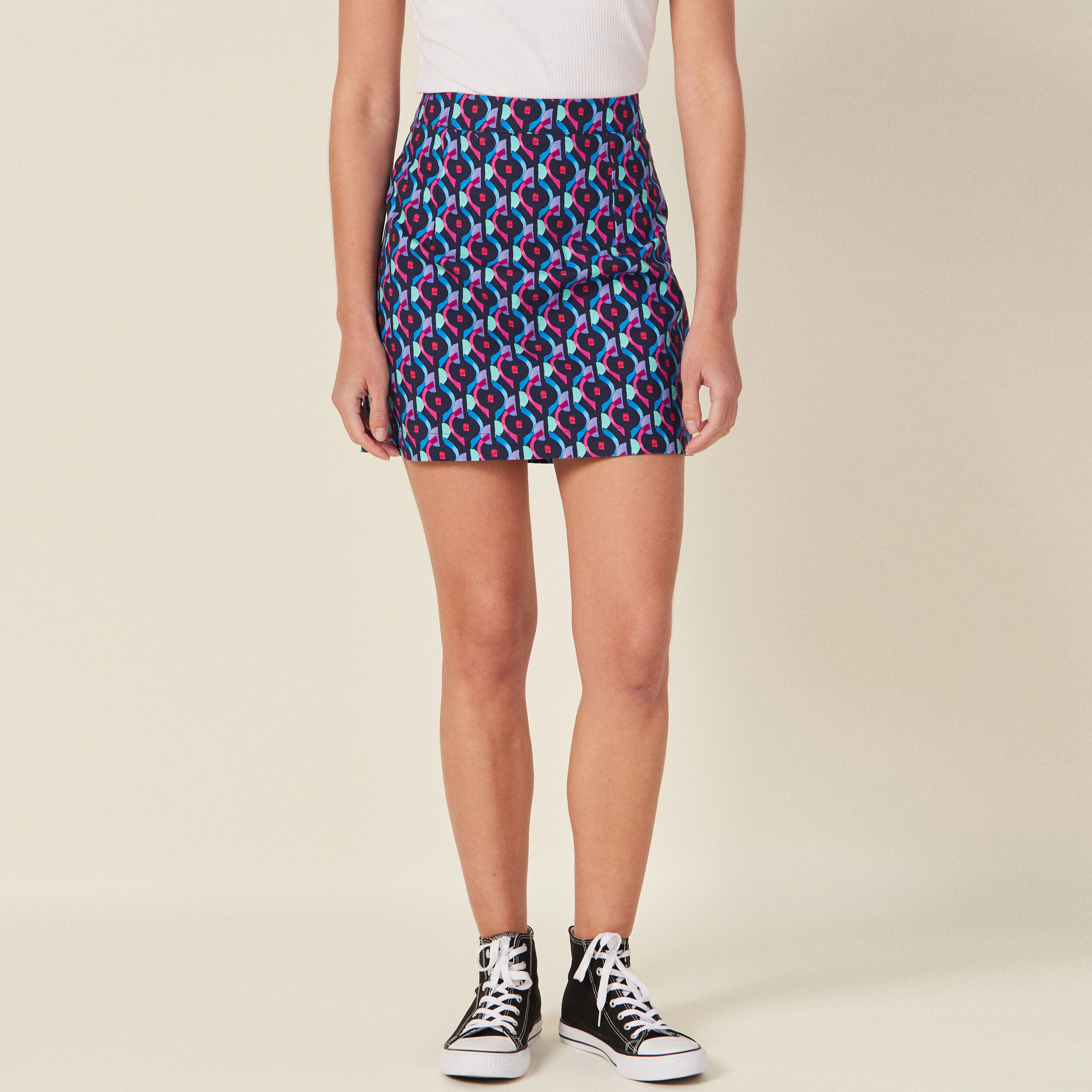 Jupe droite bleu femme