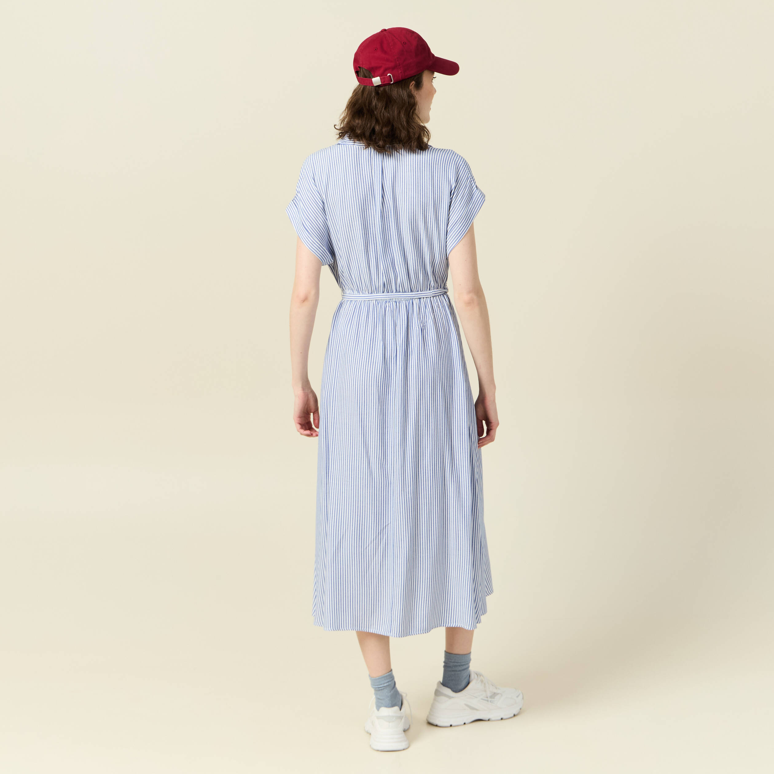 robe longue evasee ceinturee ecru femme Robe longue évasée ceinturée ecru femme