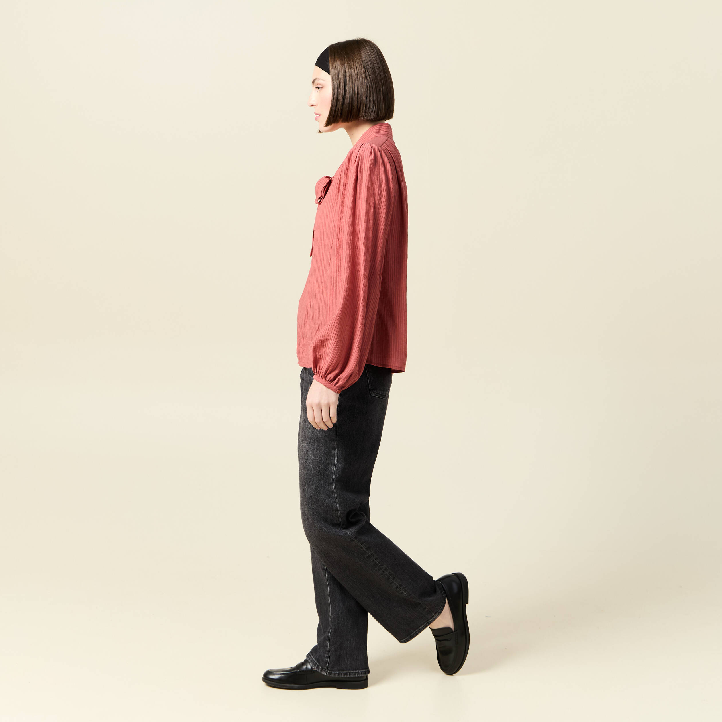 Blouse manches longues vieux rose femme