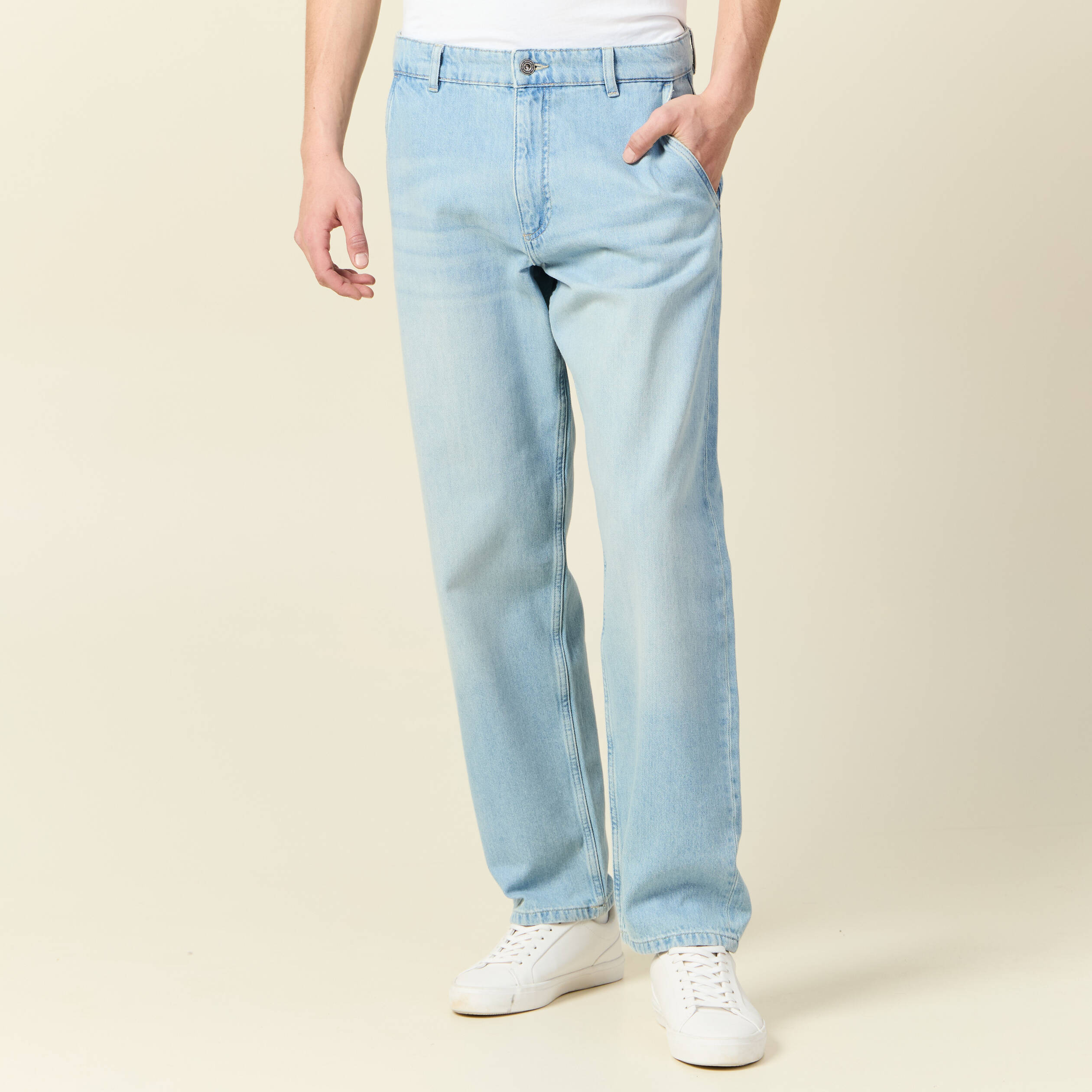 Jeans chino relax denim bleach homme