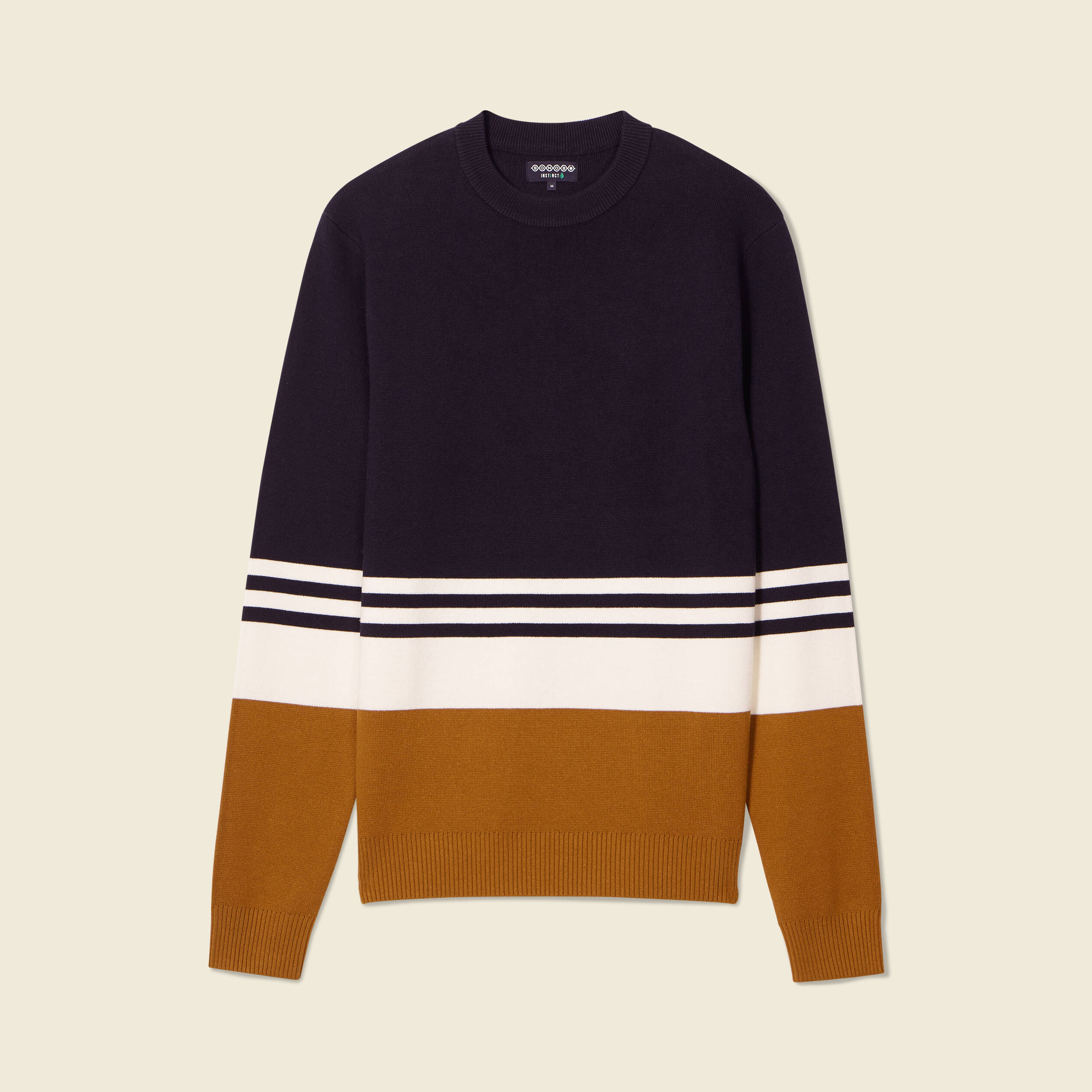 Pull col rond éco-resposnable bleu marine homme