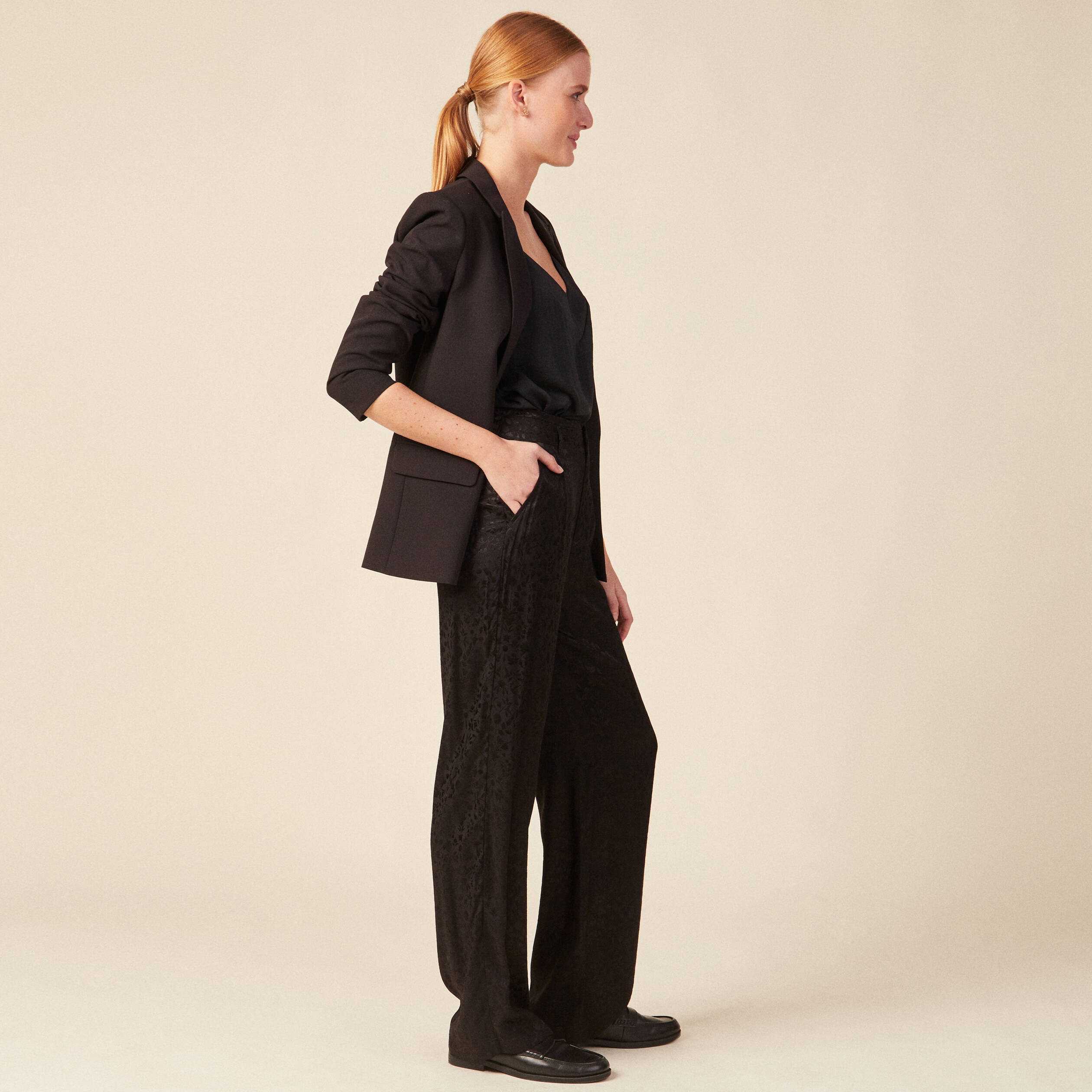 PANTALON NOIR LONG LARGE KATE -ICHI