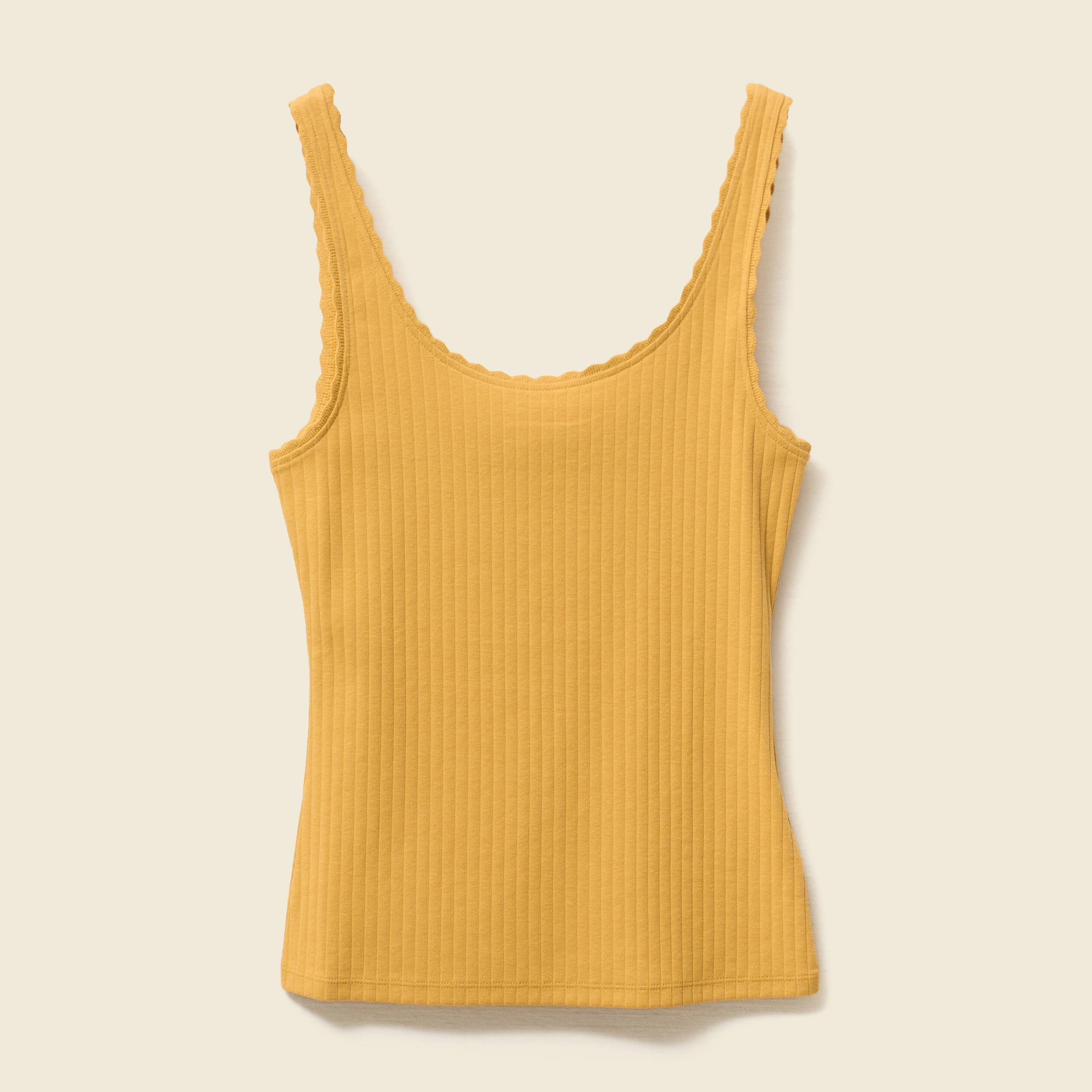 debardeur sans manches cotele jaune moutarde femme Débardeur sans manches côtelé jaune moutarde femme