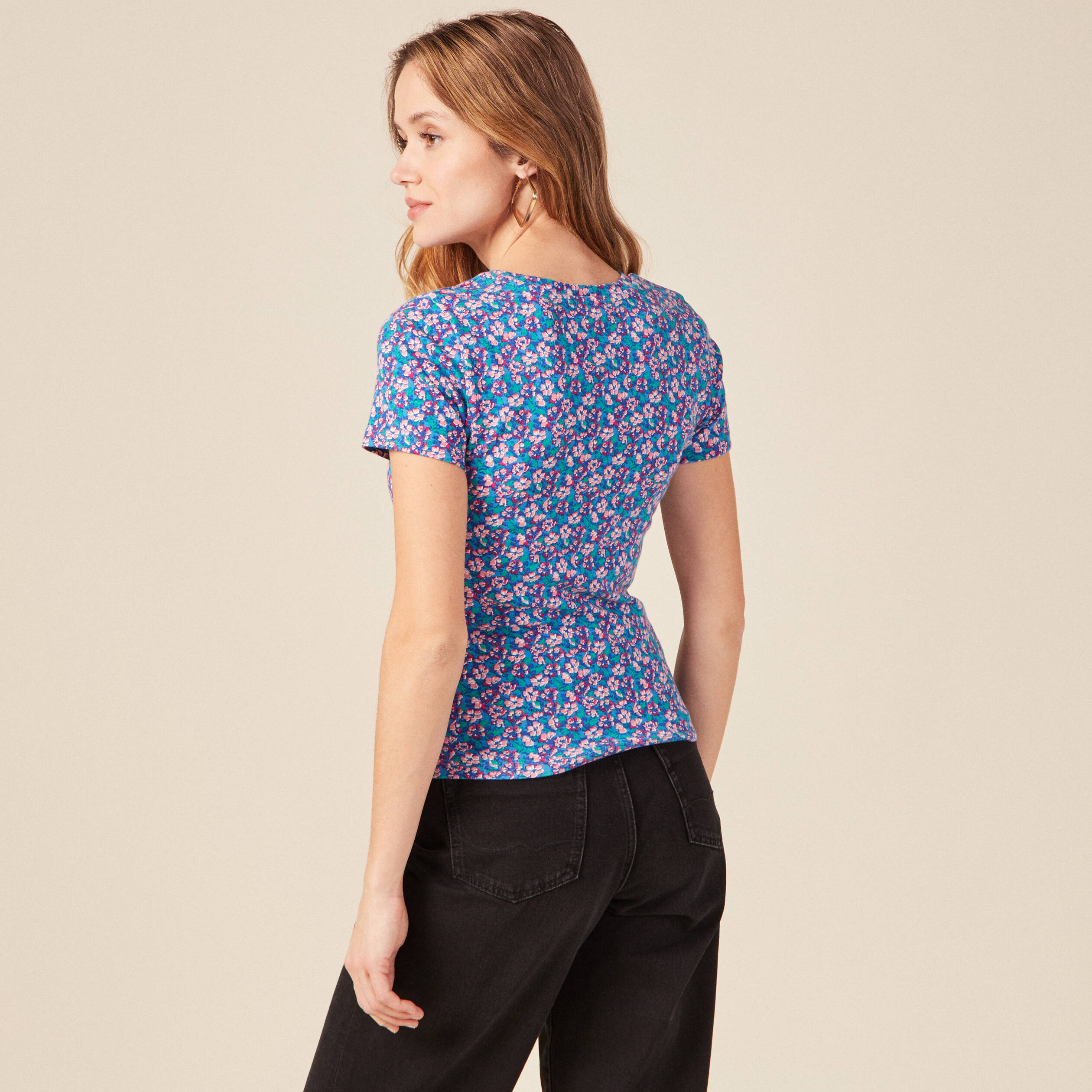 t shirt manches courtes bleu femme T-shirt manches courtes bleu femme