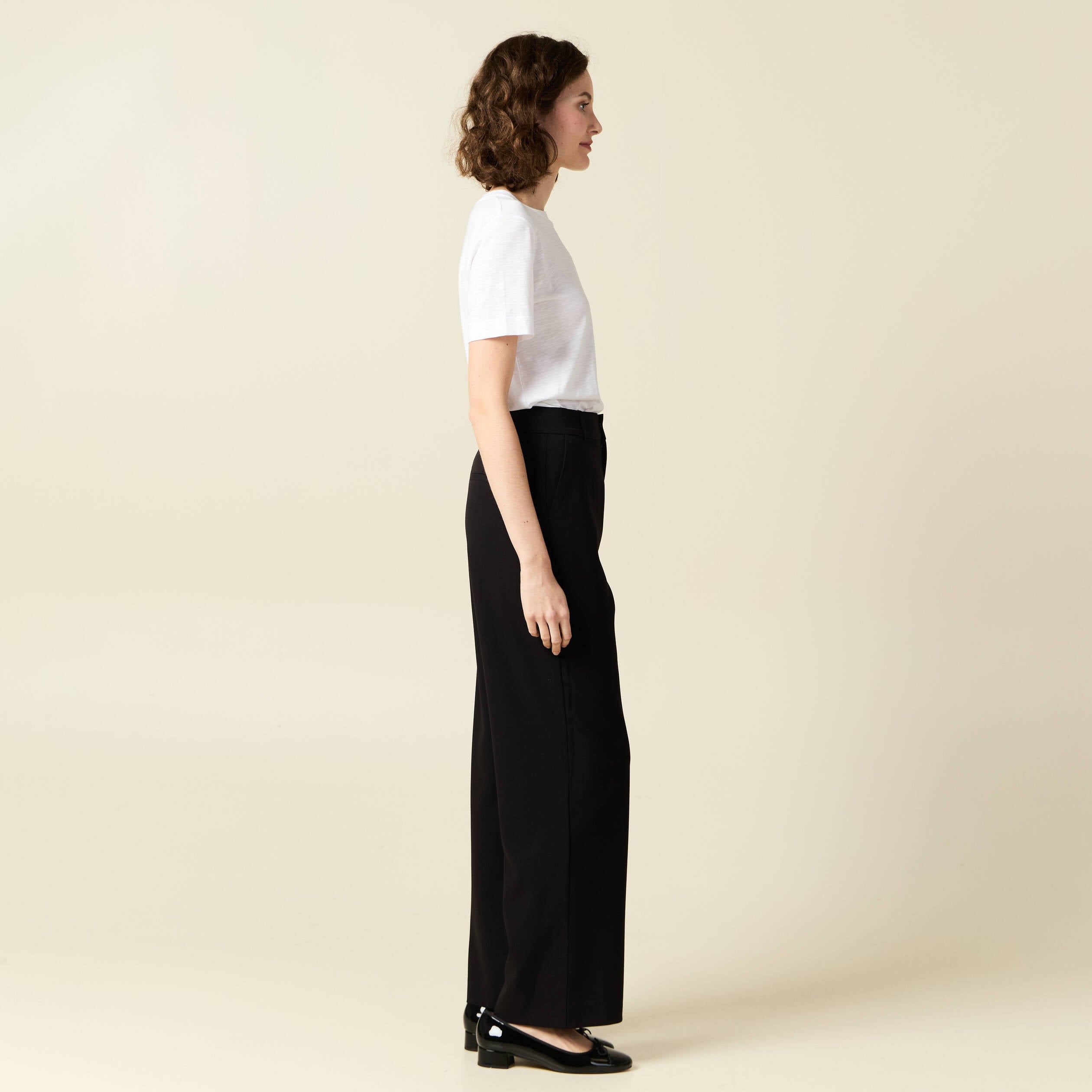 Pantalon straight taille haute noir femme
