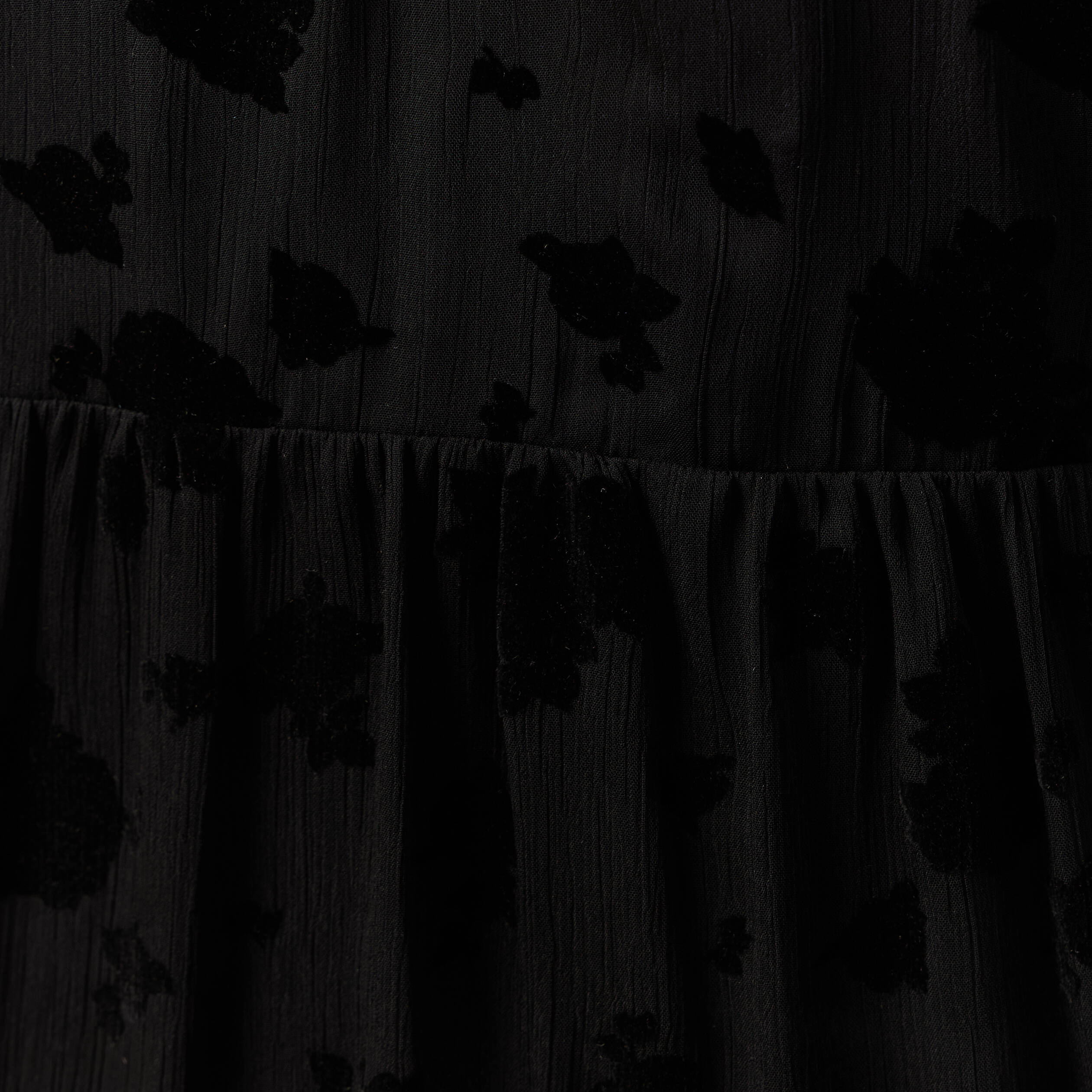 Robe manches longues en voile doubl&eacute;e noir femme