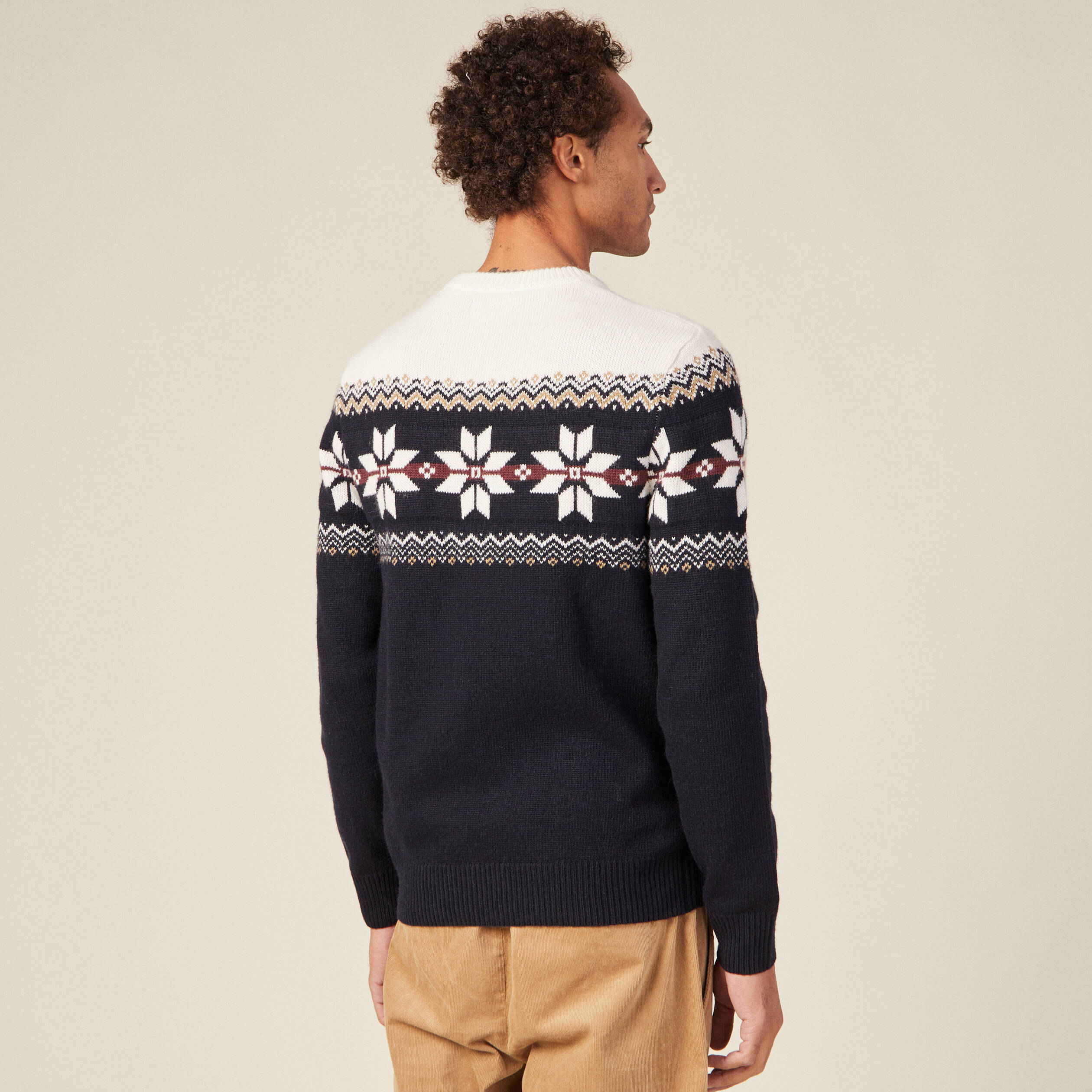 Pull manches longues bleu marine homme