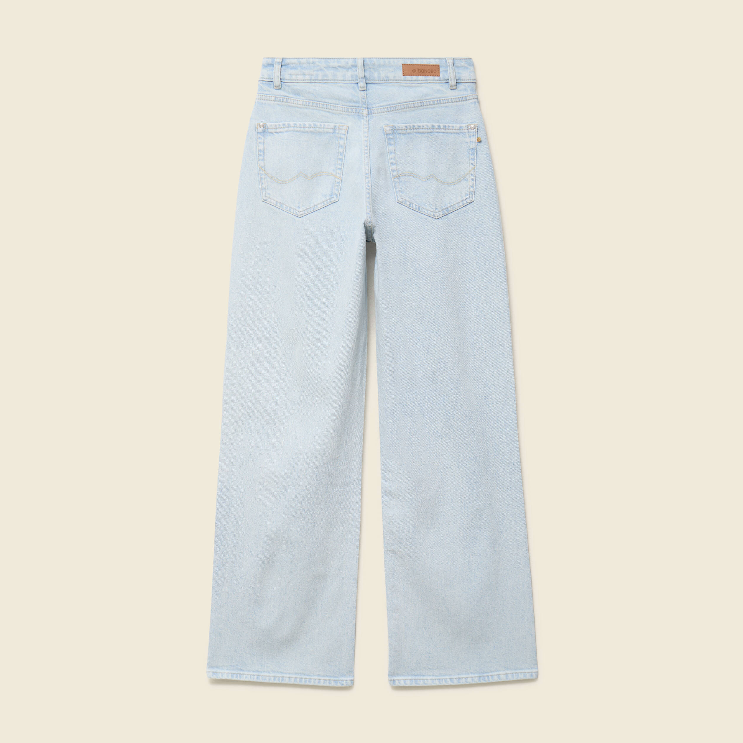 Jeans large taille haute denim snow bleu femme