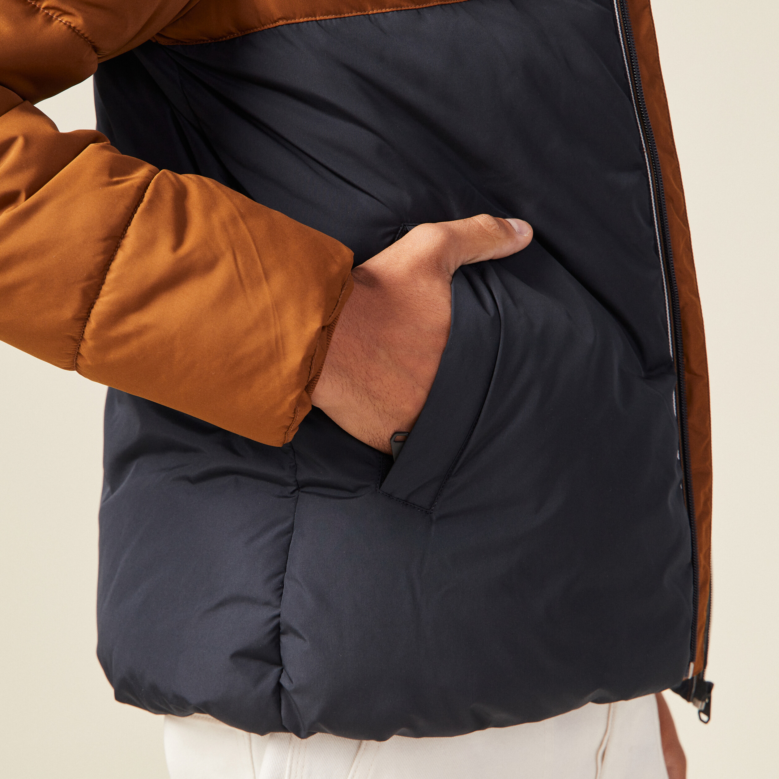 Doudoune oversize à capuche bleu marine homme