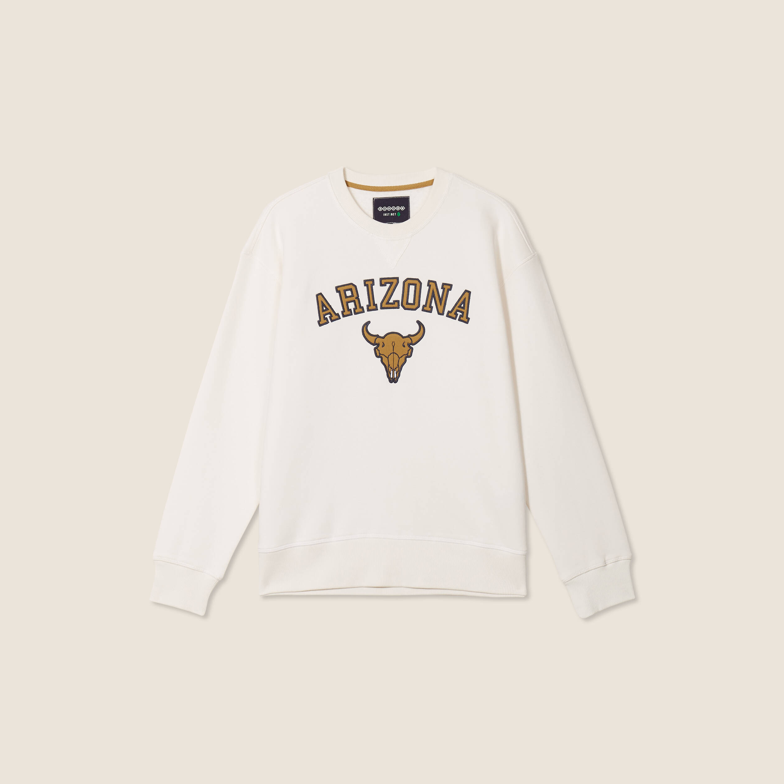 Sweat oversize col rond manches longues ecru homme