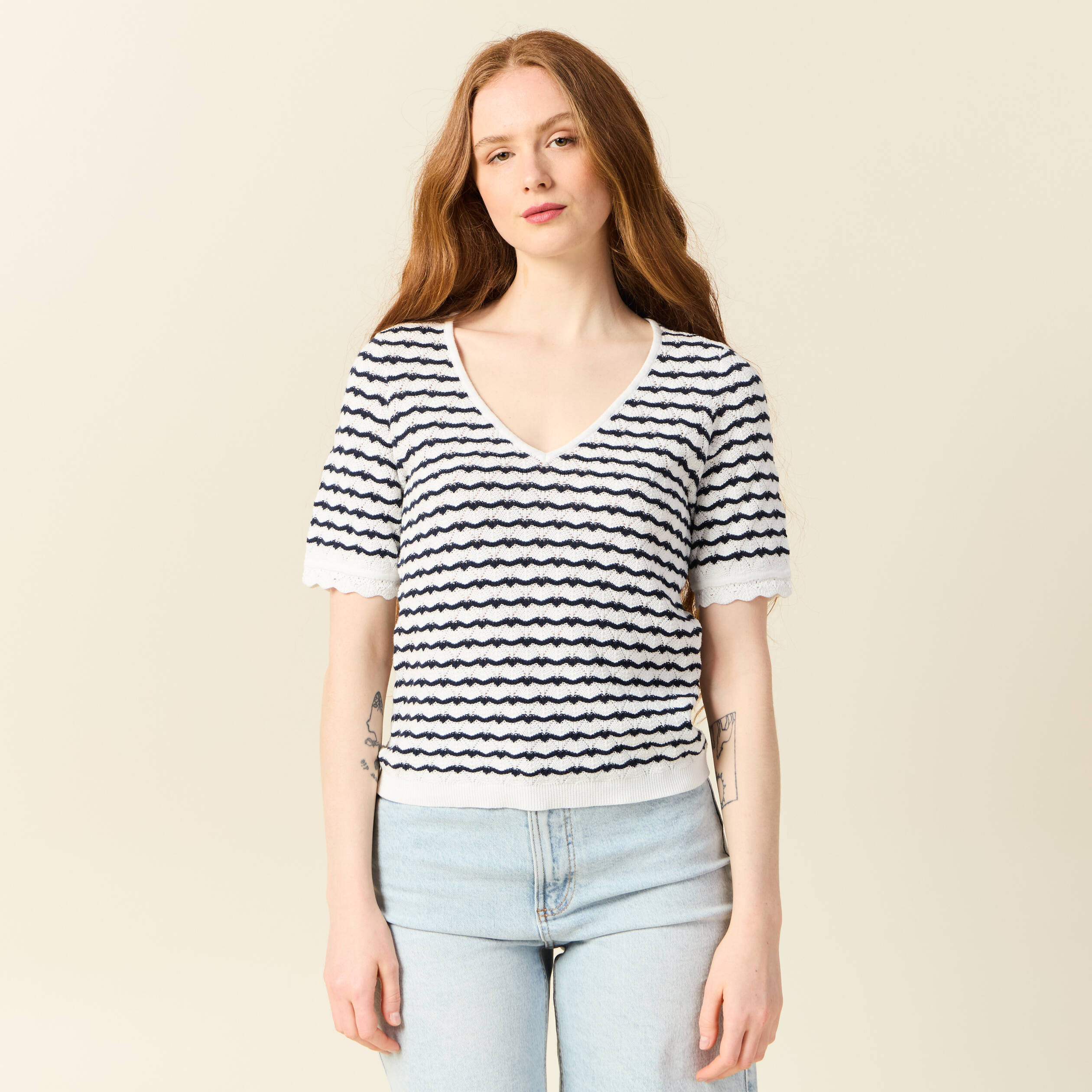 pull manches courtes bleu fonce femme Pull manches courtes bleu foncé femme