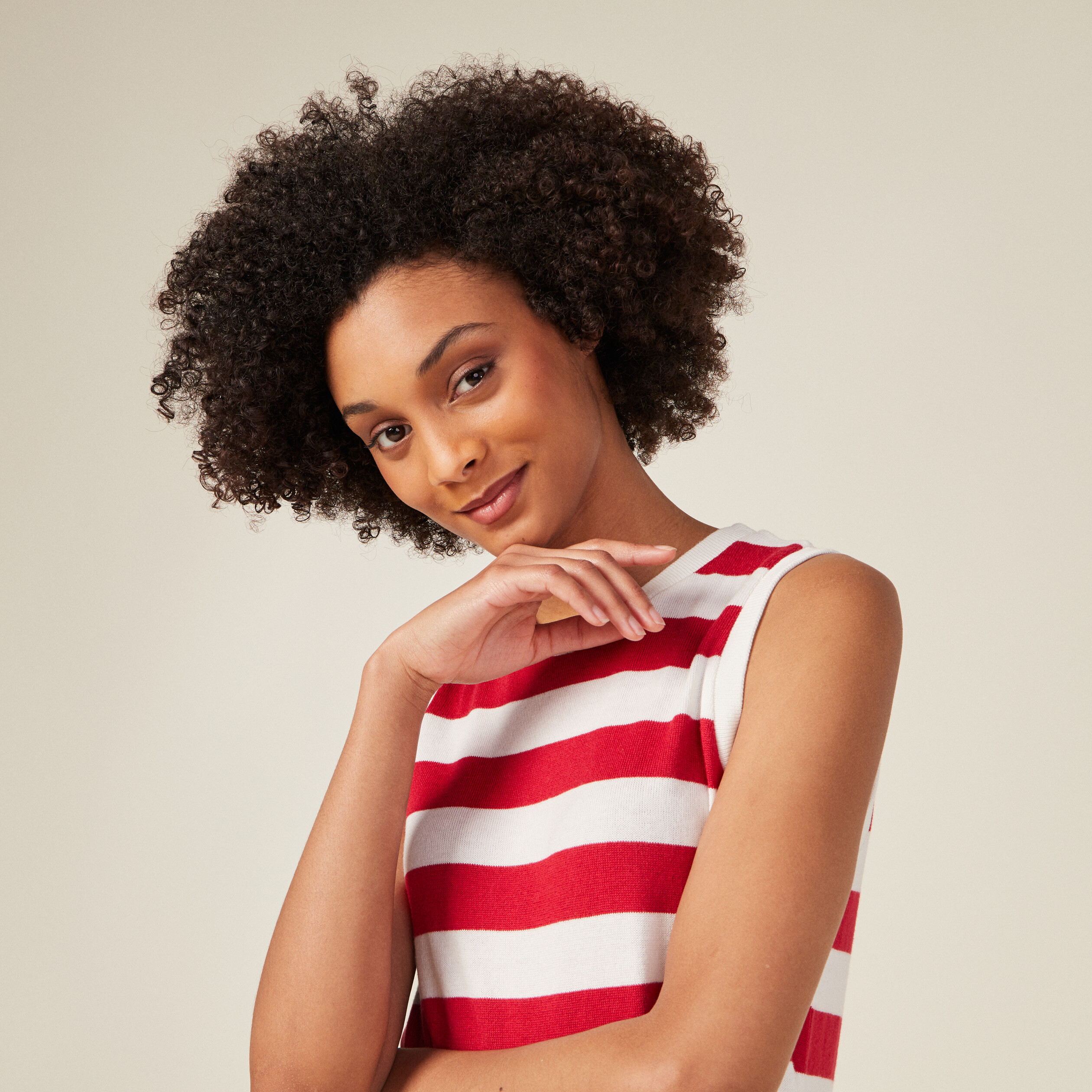 Débardeur pull sans manches rouge clair femme
