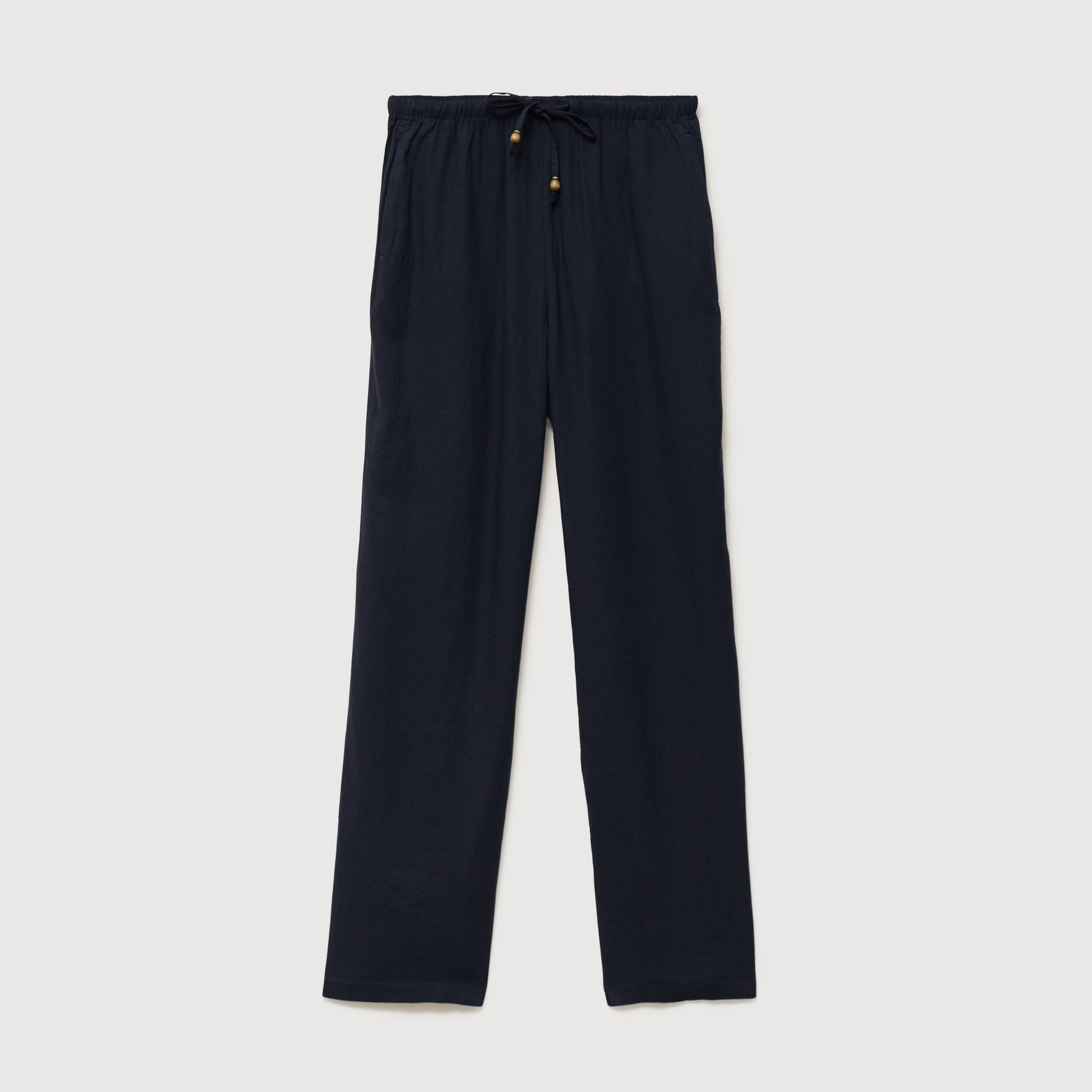 Pantalon standard fluide bleu marine femme