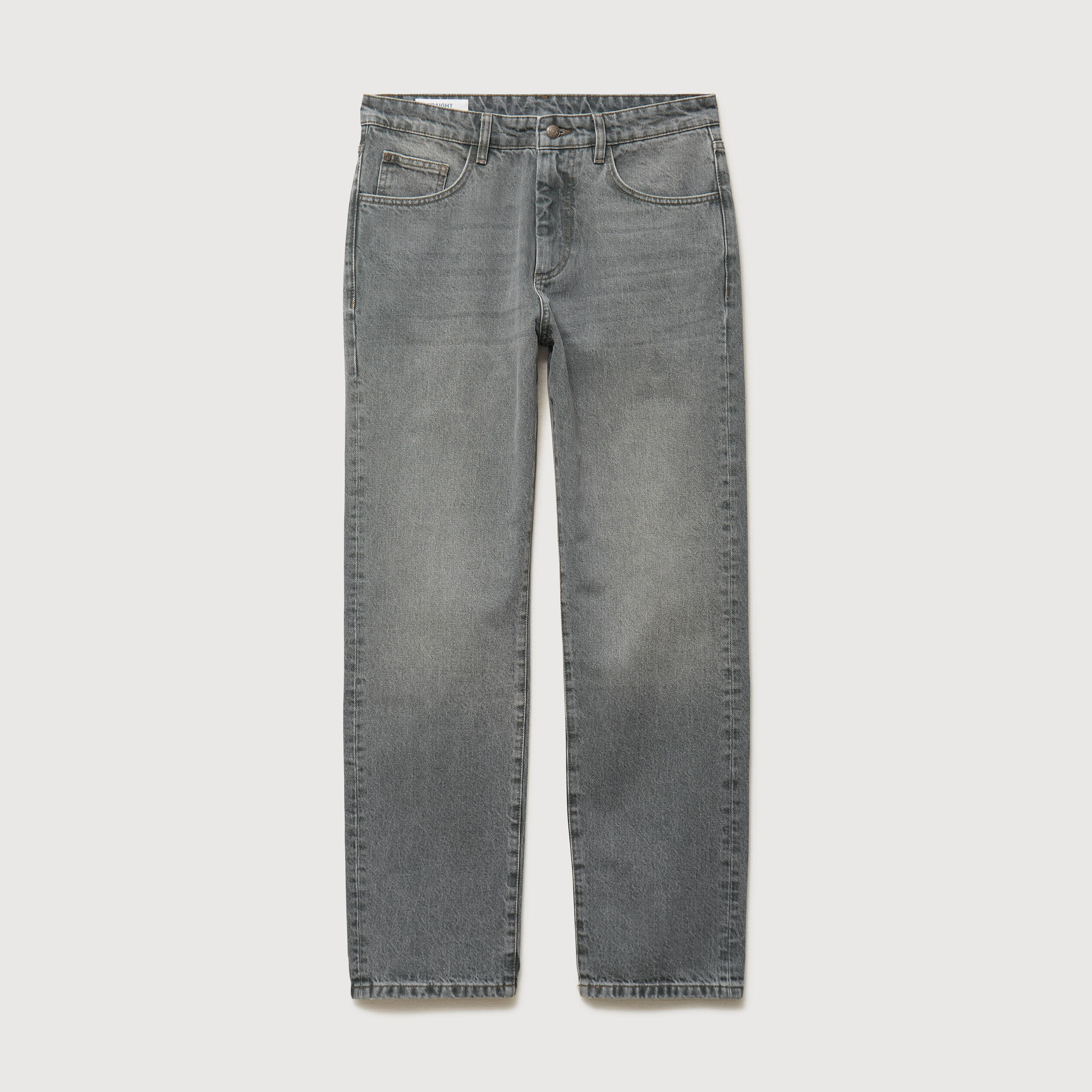 Jeans straight longueur 32 en coton denim gris homme