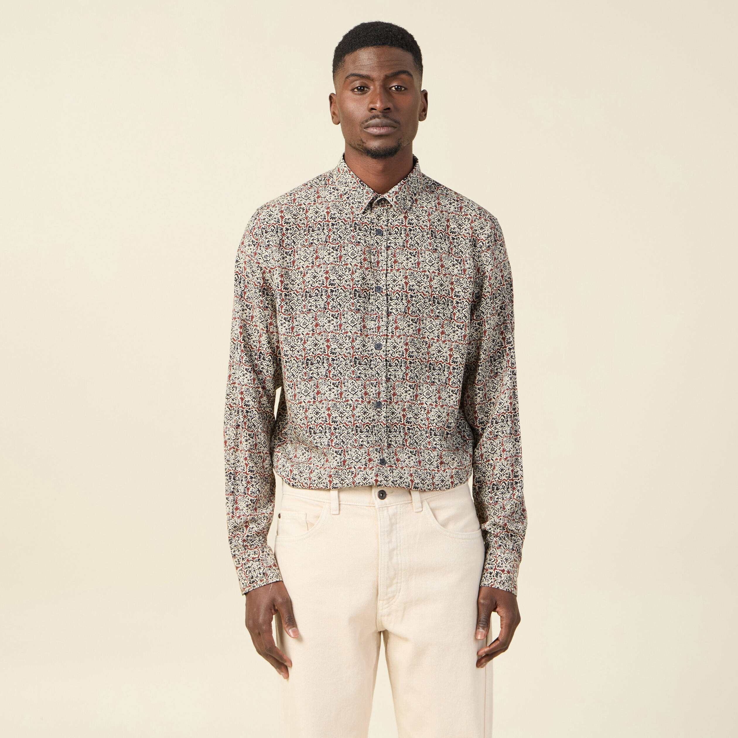 chemise manches longues marron cognac homme Chemise manches longues marron cognac homme