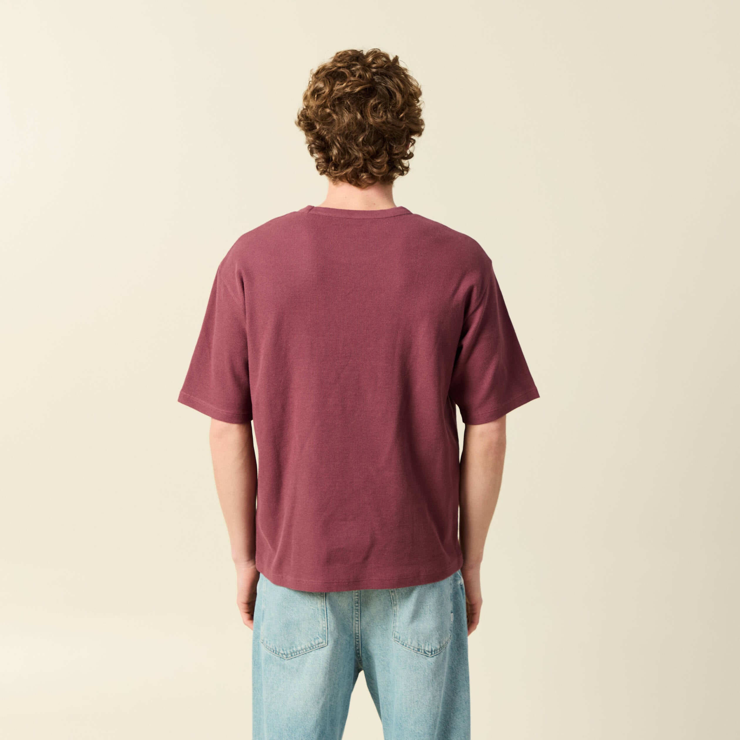 T-shirt ample en coton manches courtes vieux rose homme