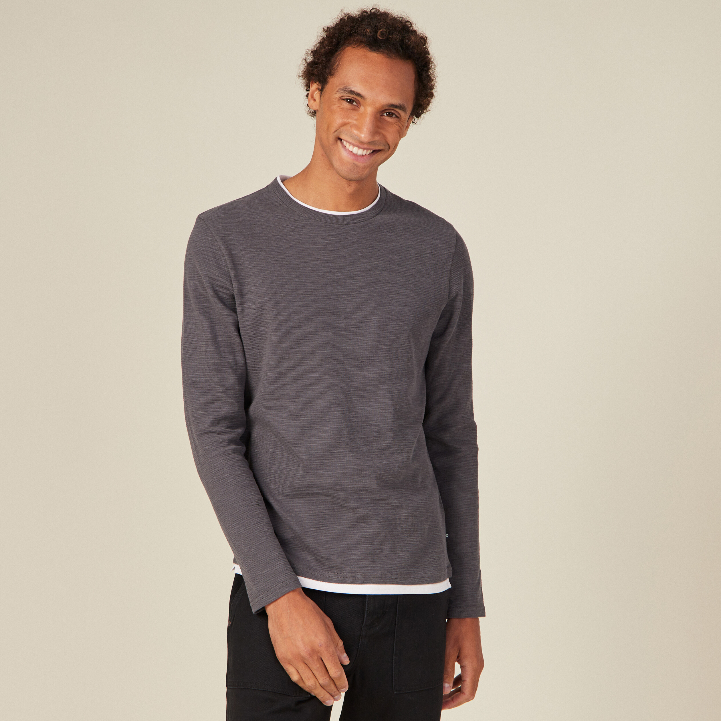T-shirt manches longues gris foncé homme