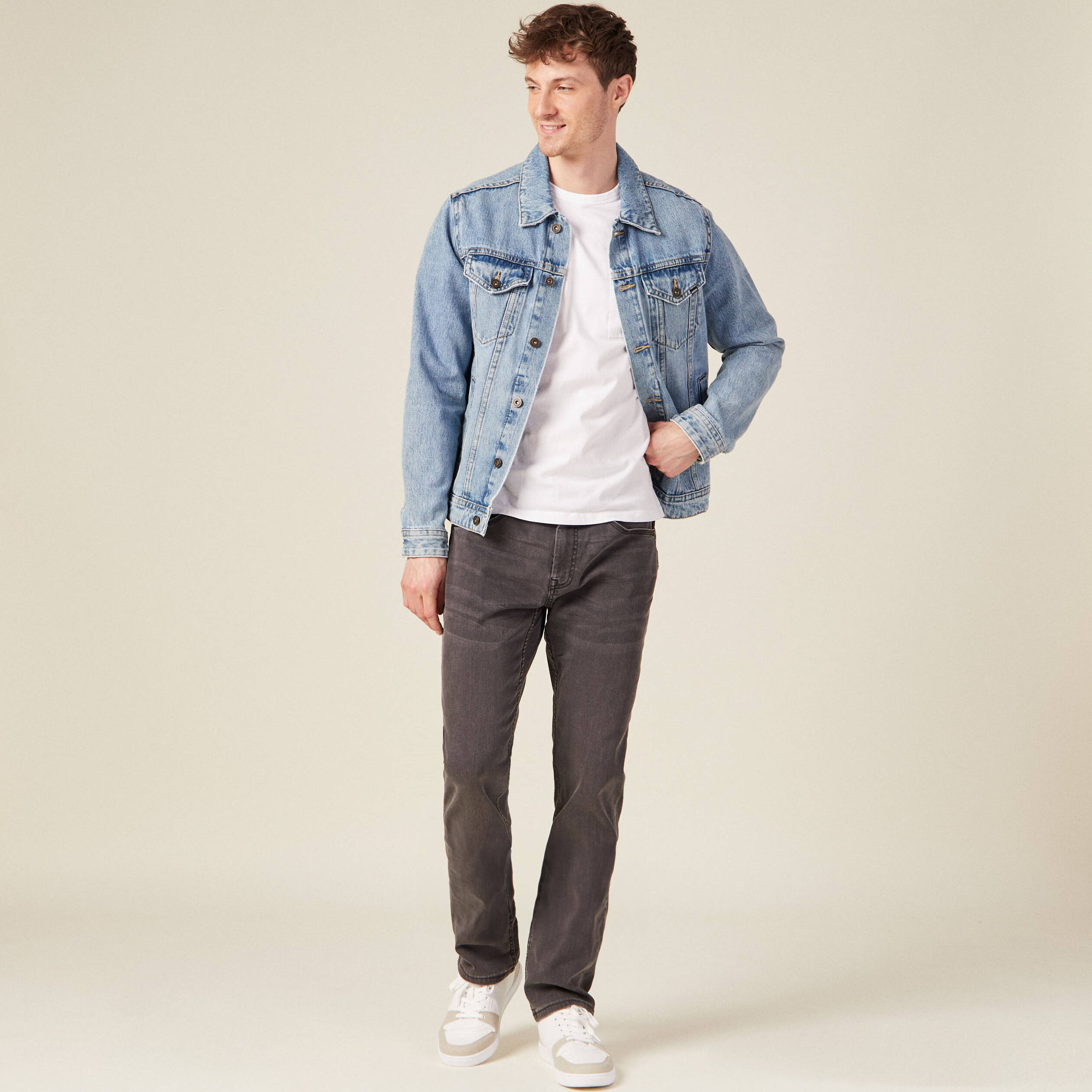 Jeans straight ultra stretch denim gris homme