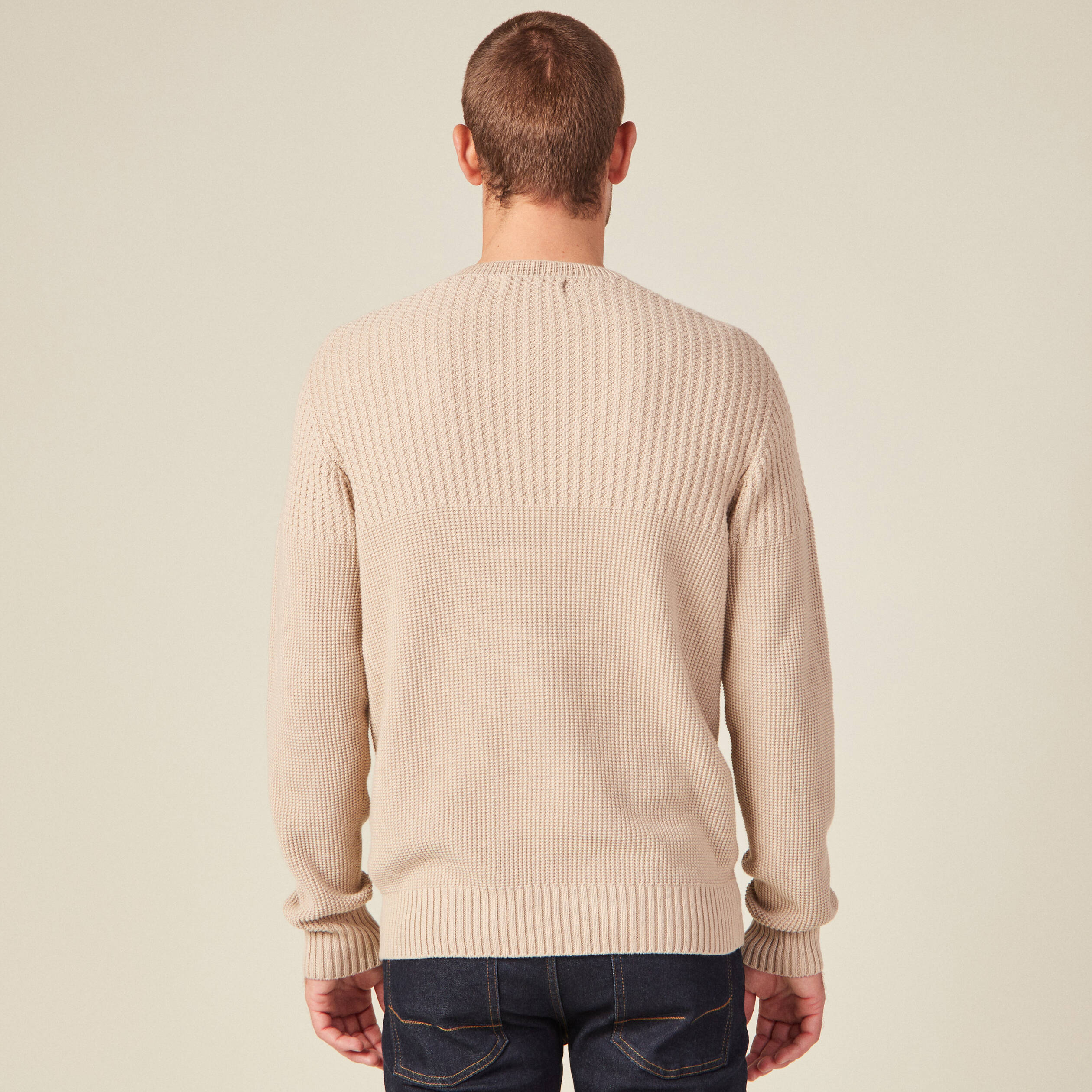 Pull manches longues beige homme