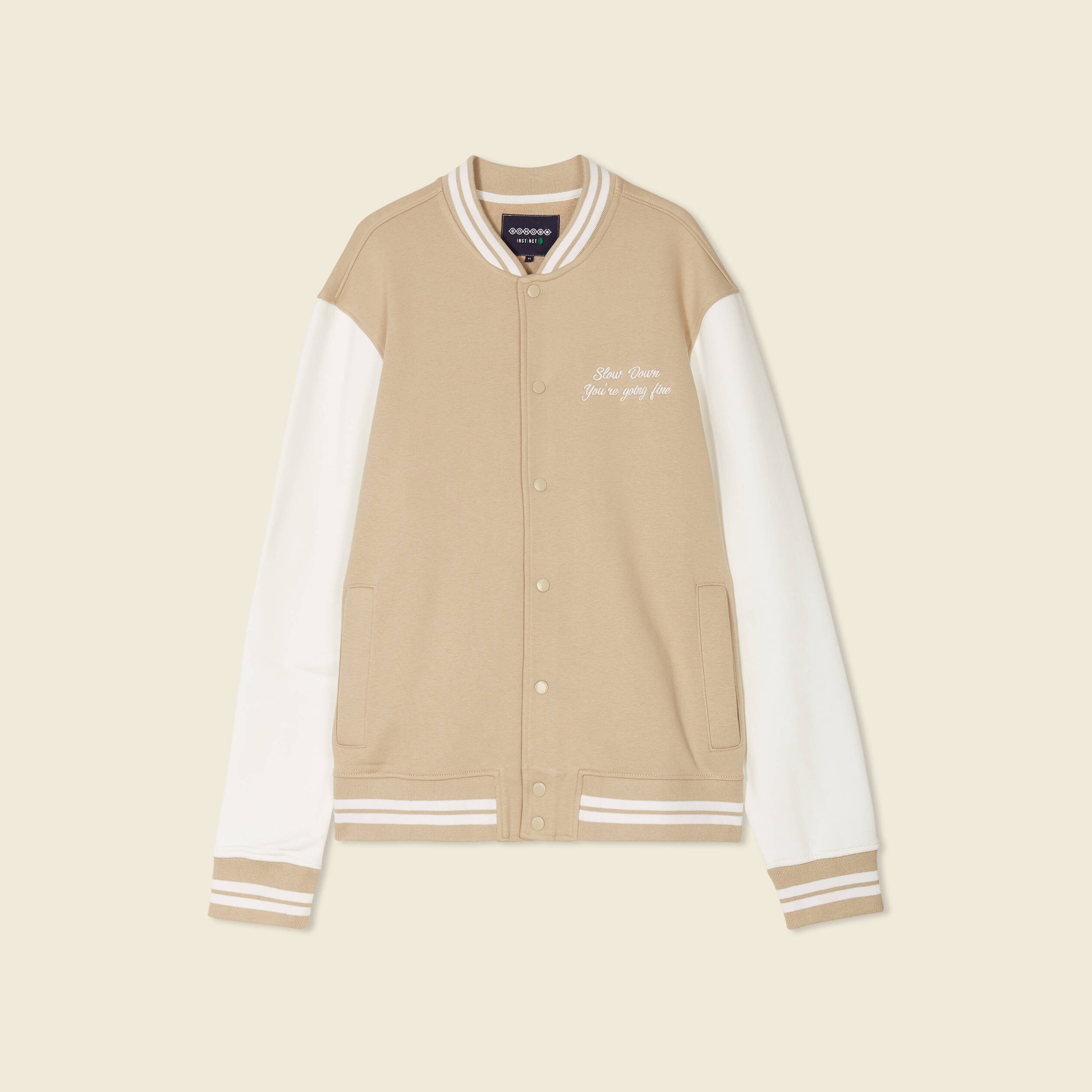 Veste sweat oversize manches longues beige homme