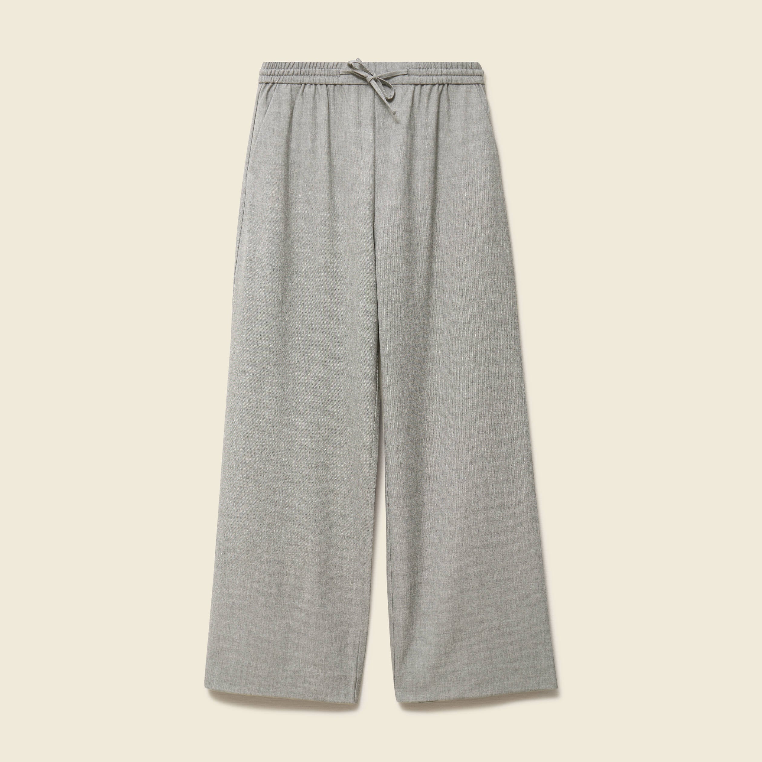 Pantalon taille haute fluide gris clair femme