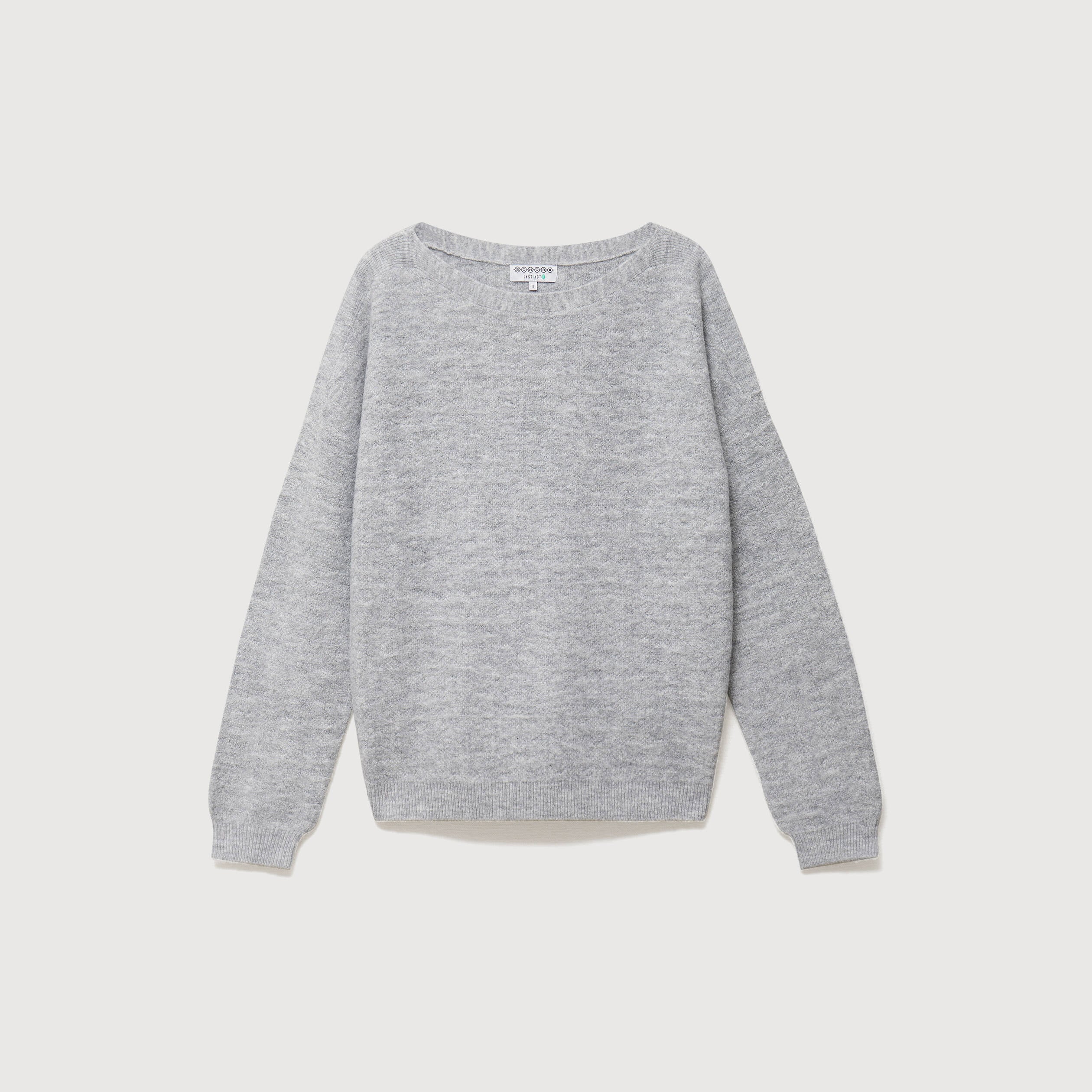 Pull manches longues col bateau gris femme