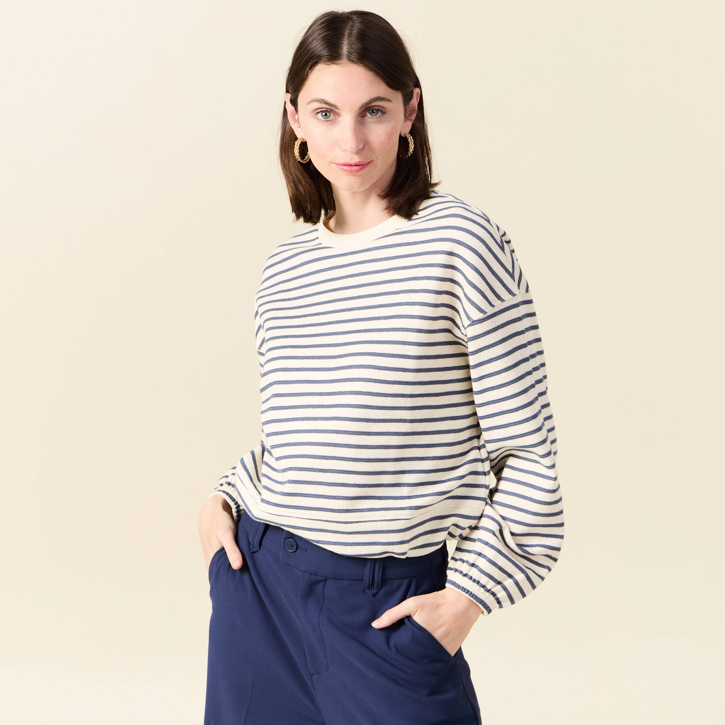 sweat manches longues ecru femme Sweat manches longues ecru femme