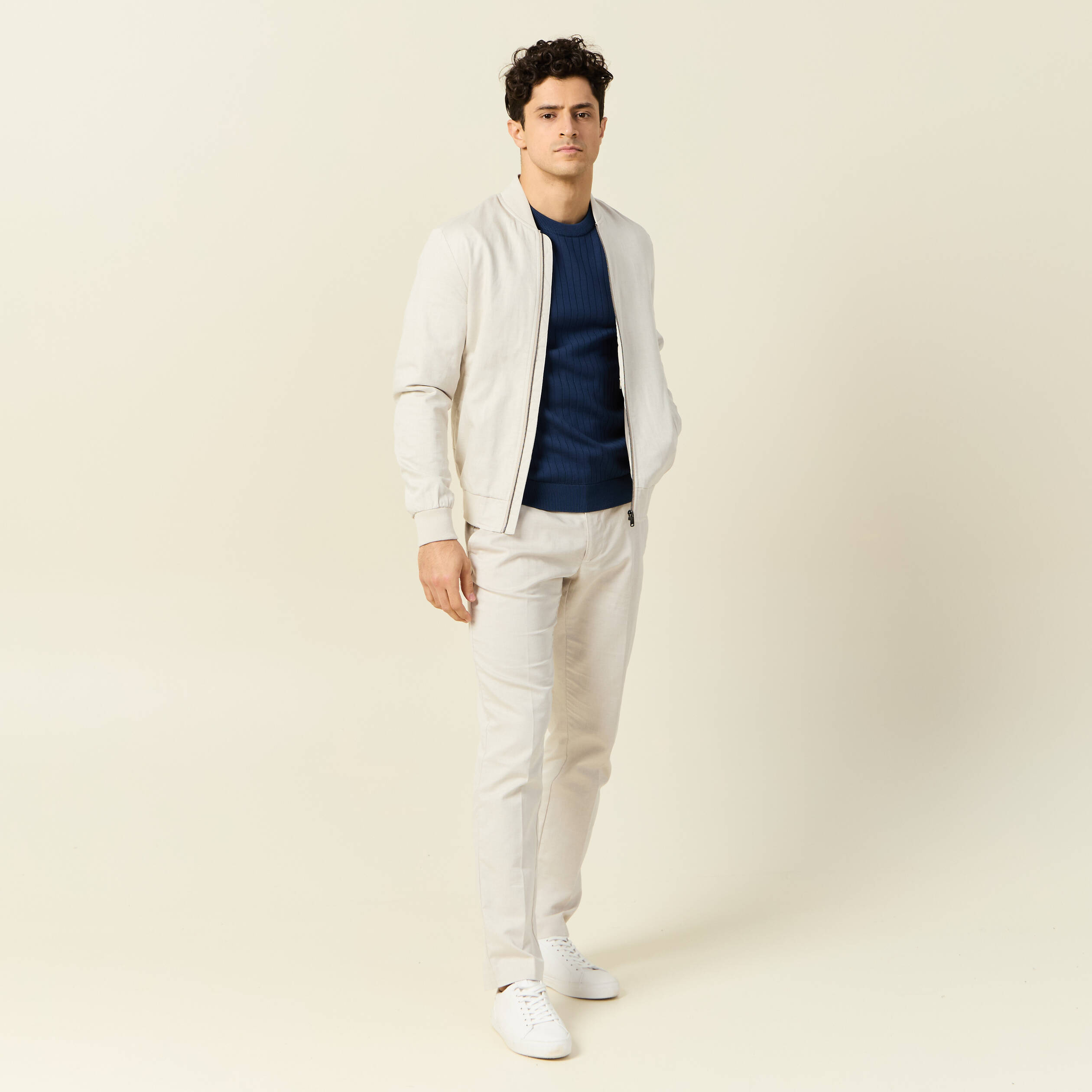 blouson zippe col teddy sable homme Blouson zippé col teddy sable homme