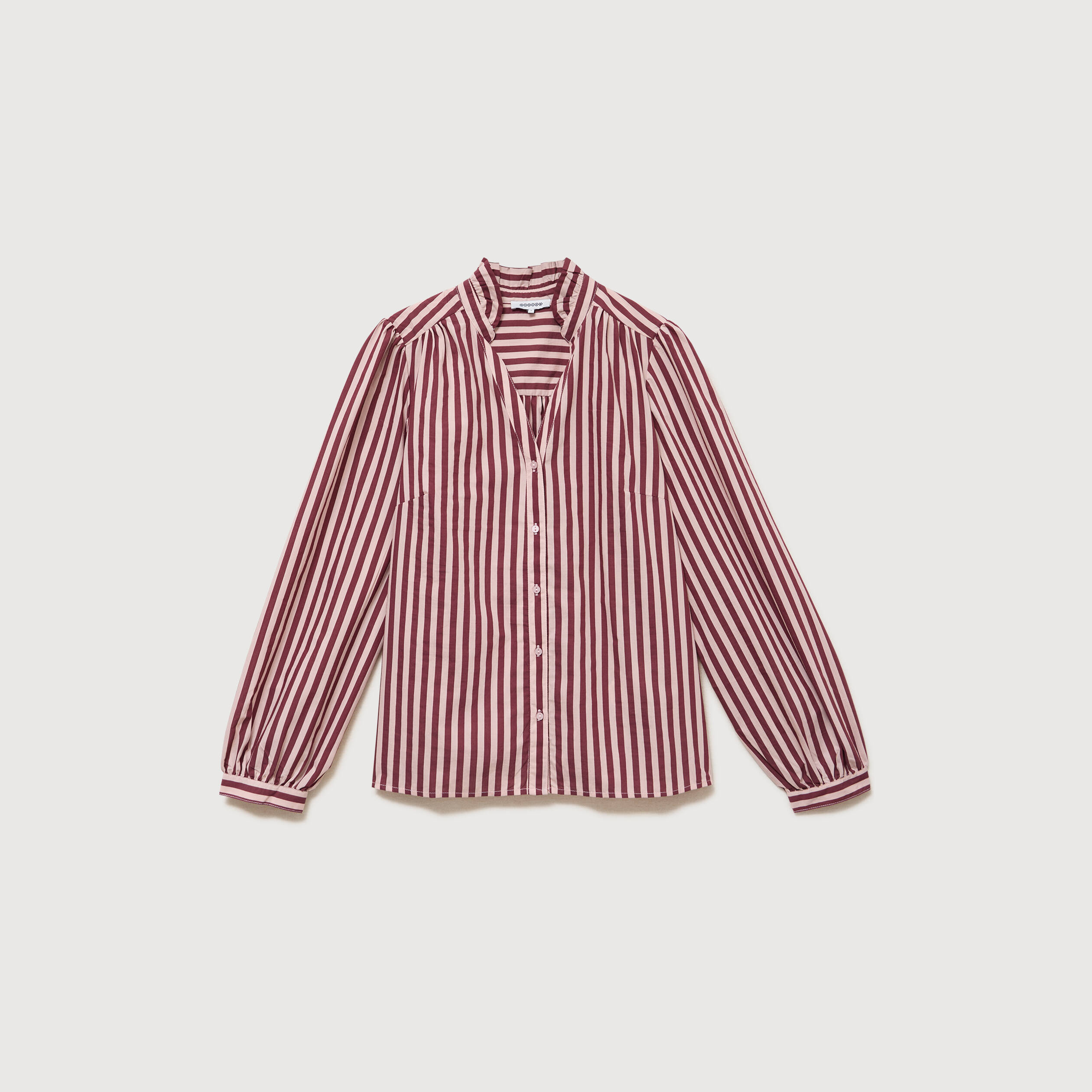 Chemise droite manches longues rouge fonc&eacute; femme