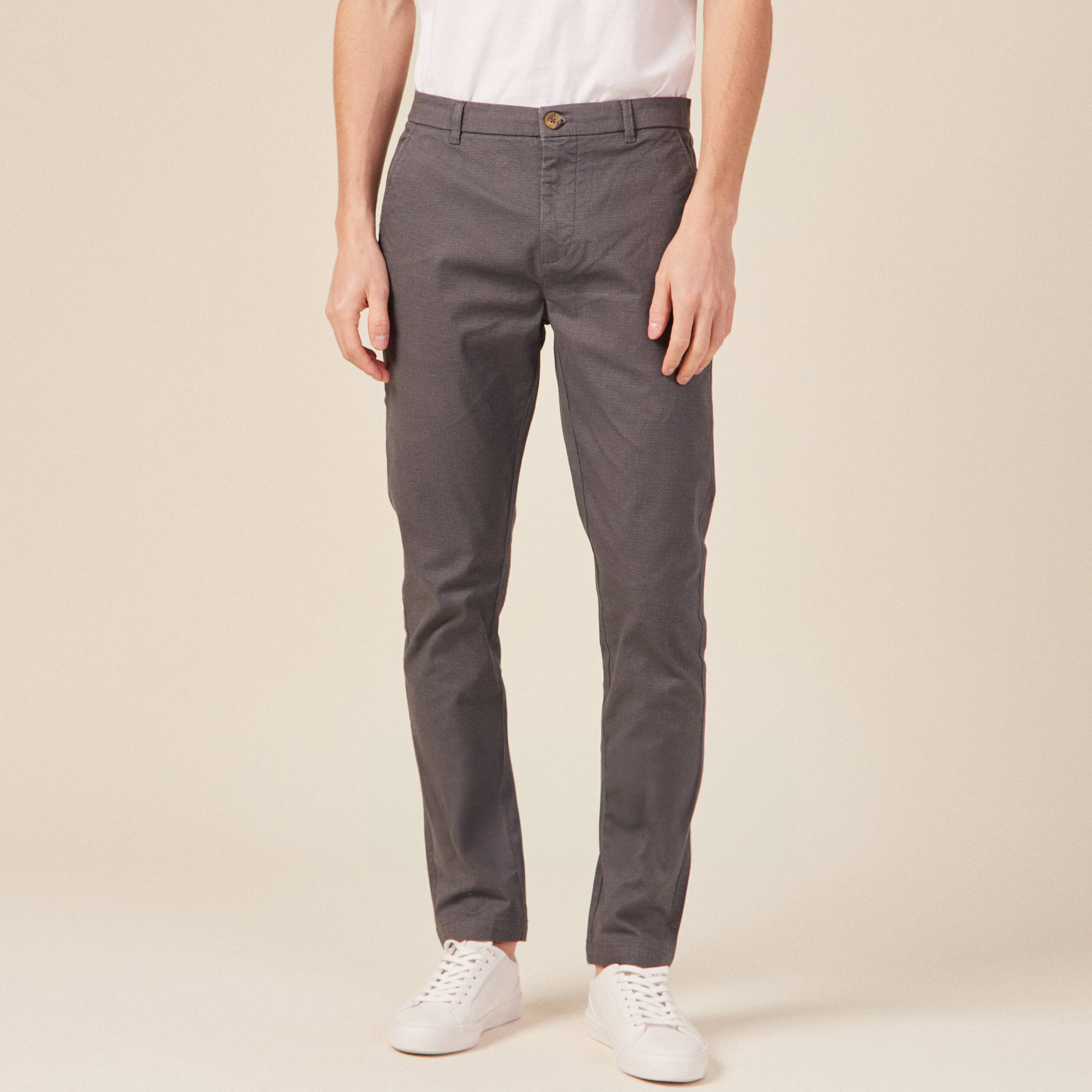Pantalon chino longueur 32 gris homme
