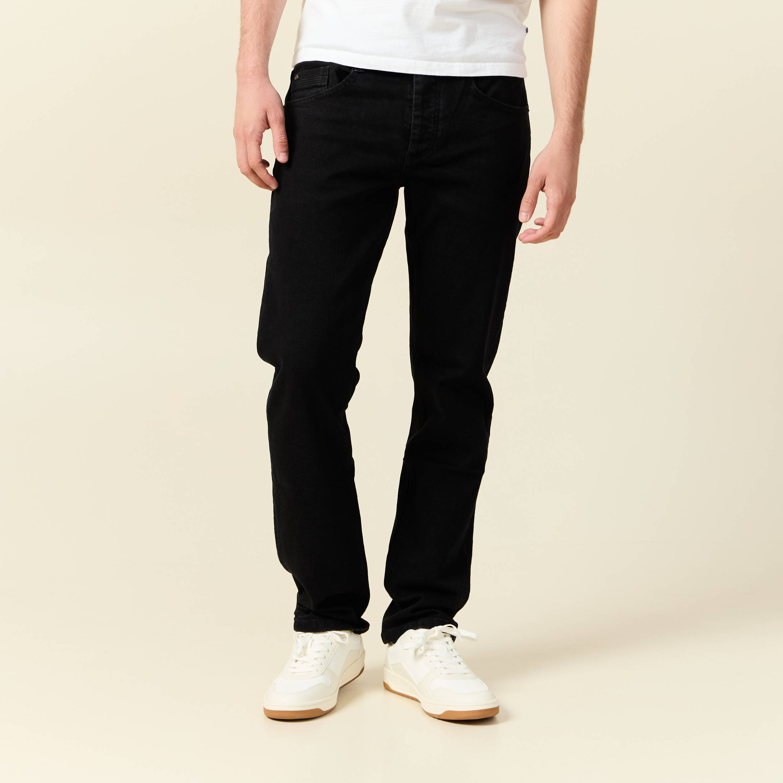 Jeans straight longueur 32 denim noir homme
