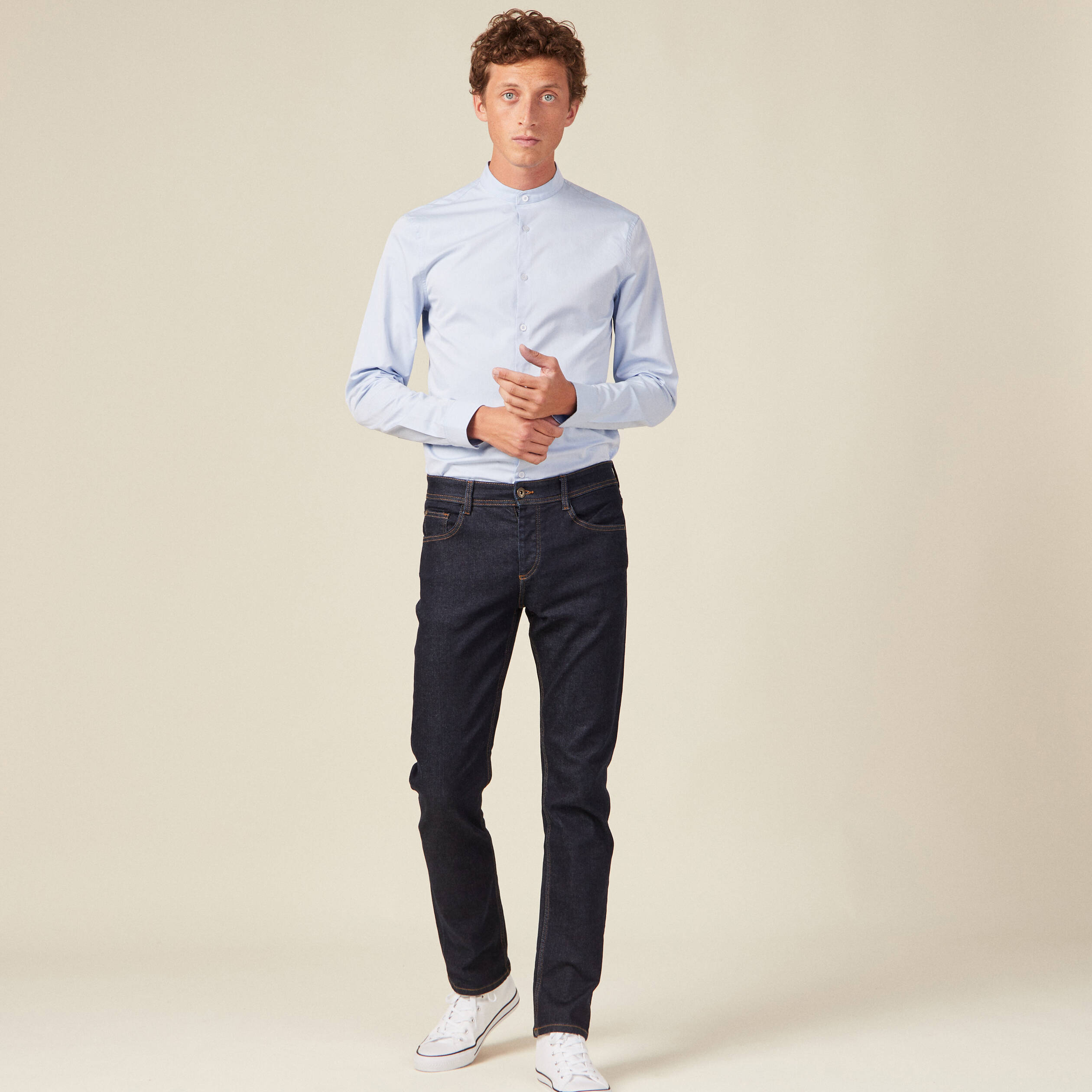 Chemise manches longues bleu clair homme
