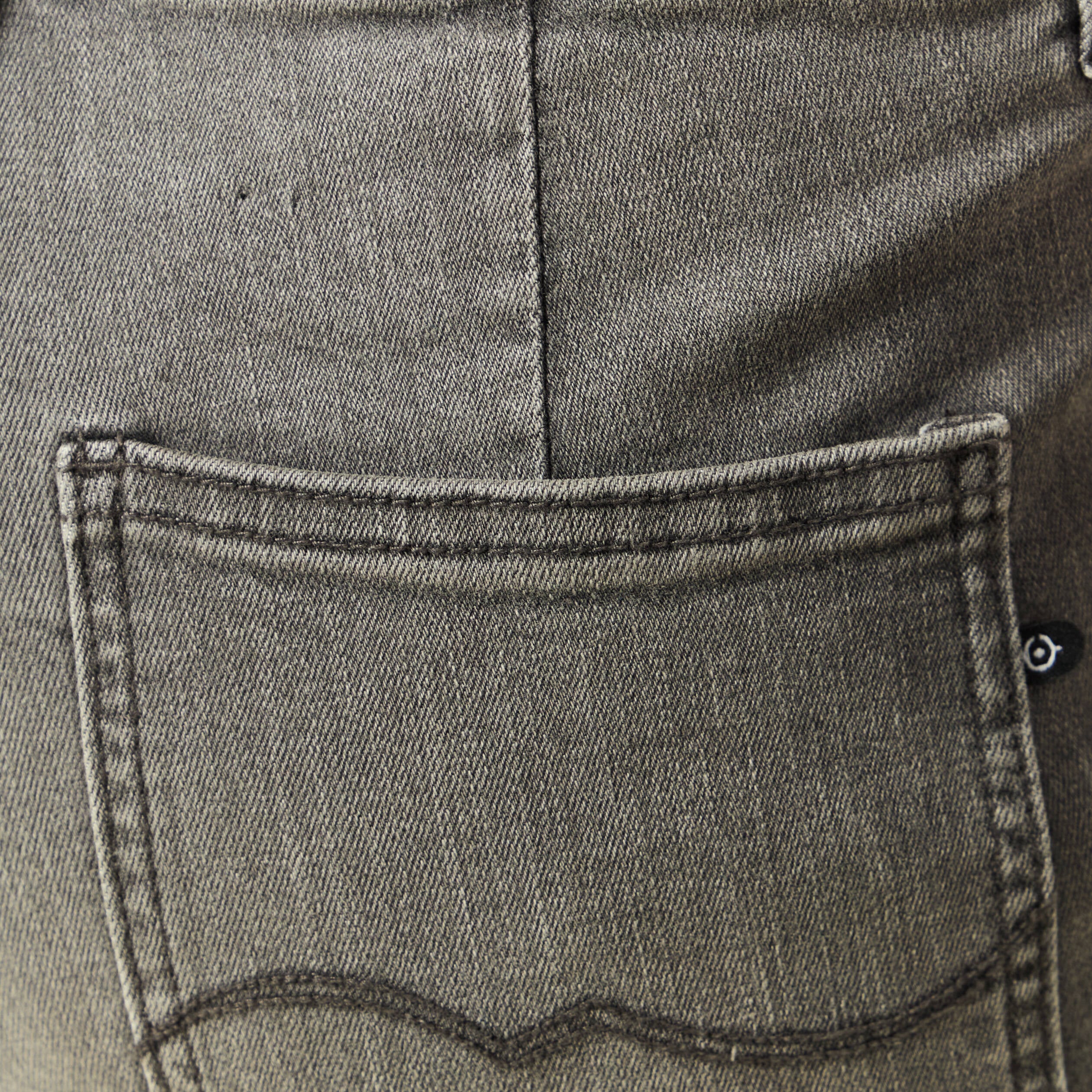 Jeans bootcut cropped taille haute denim gris femme