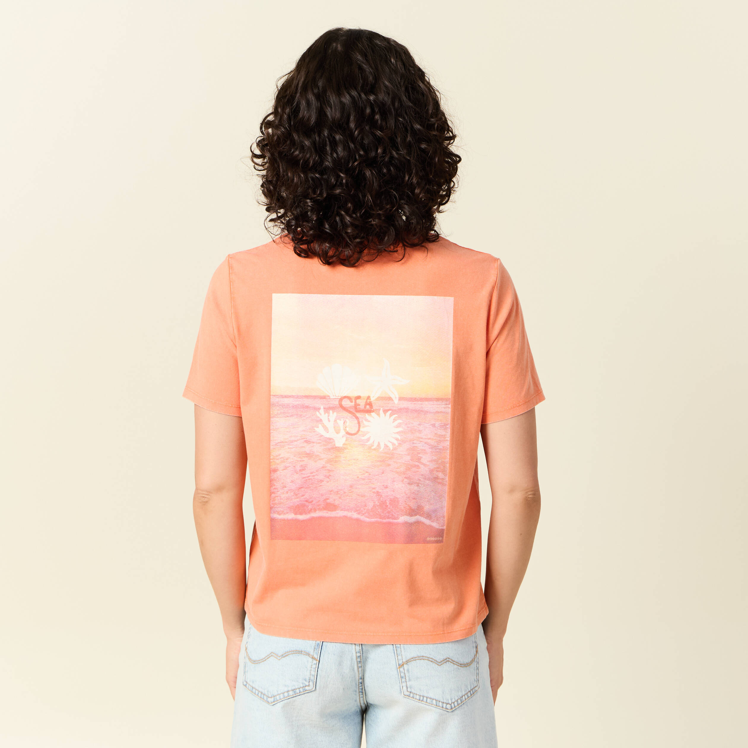t shirt manches courtes orange clair femme T-shirt manches courtes orange clair femme