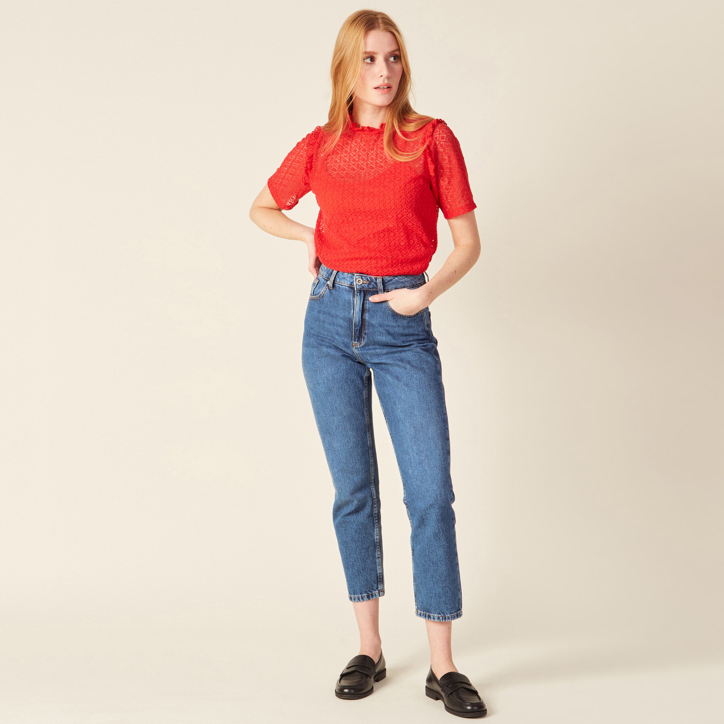 T-shirt manches courtes rouge femme
