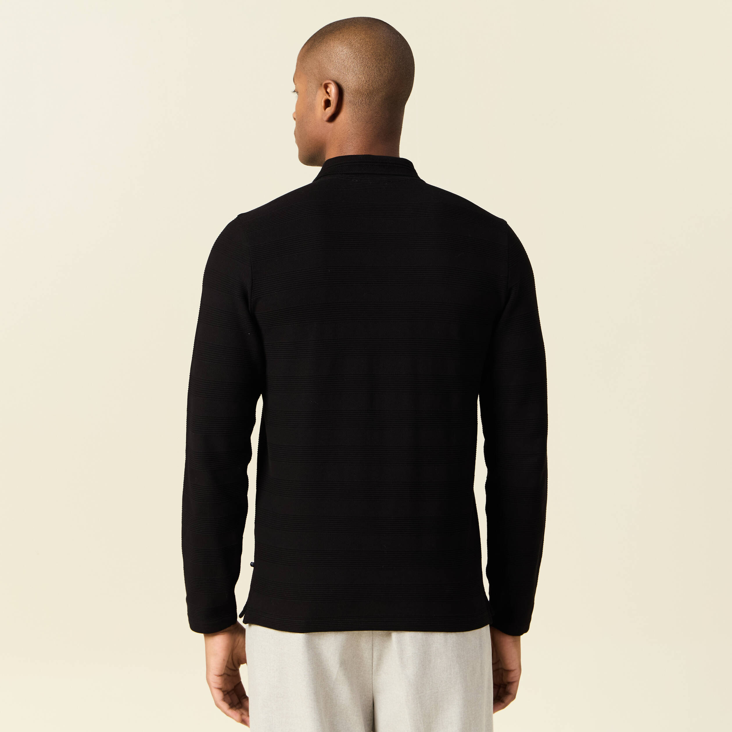 Polo manches longues noir homme