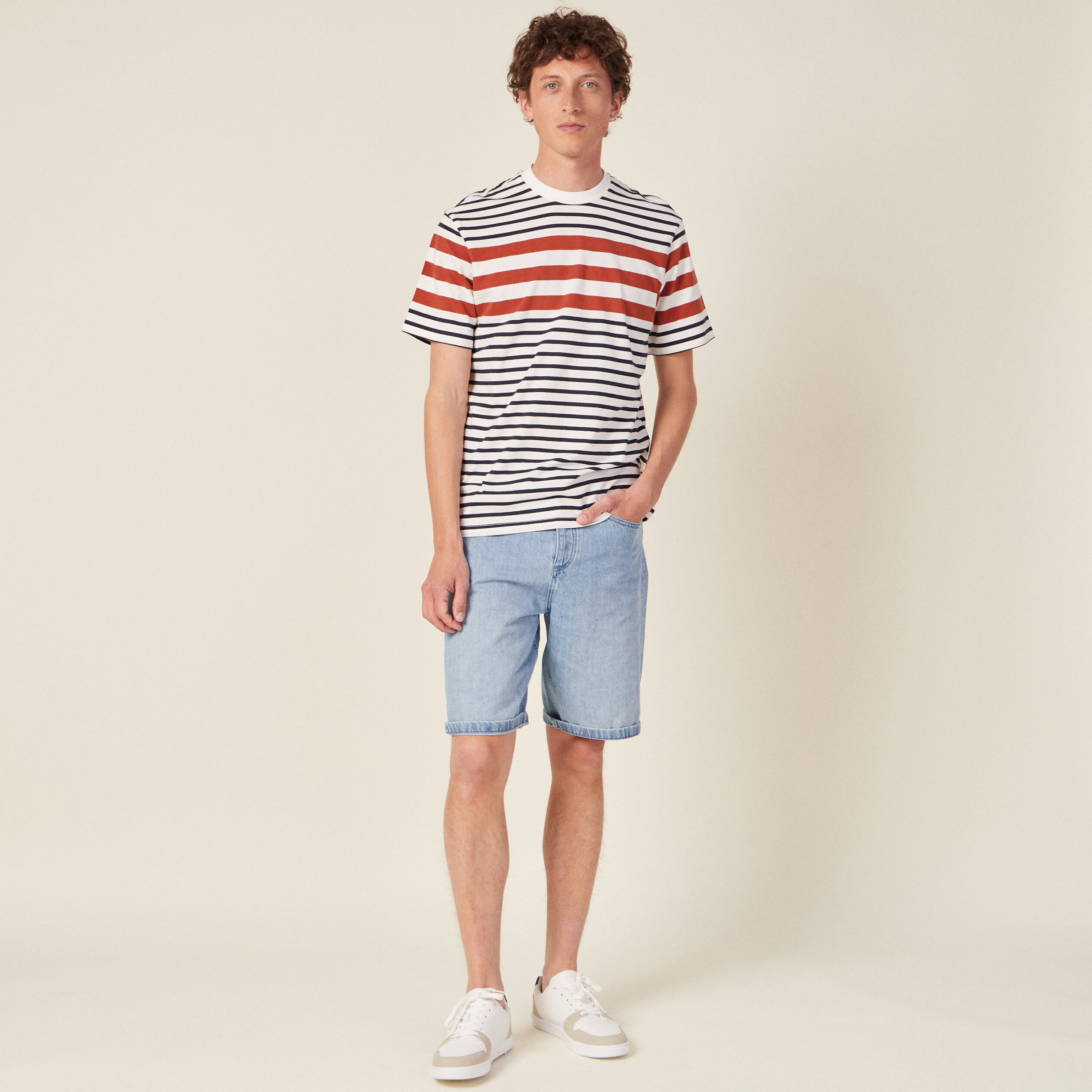 T-shirt manches courtes ecru homme