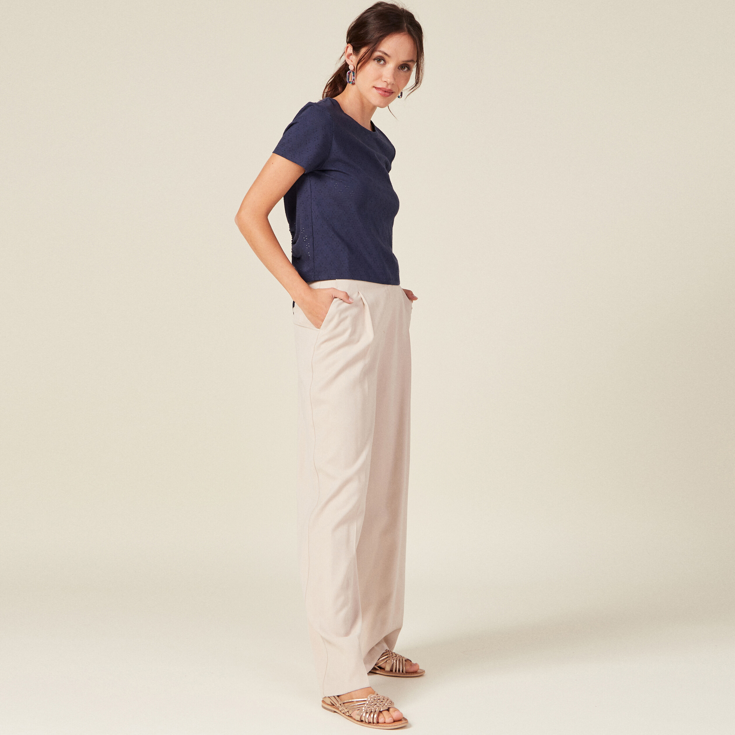 T-shirt manches courtes bleu marine femme