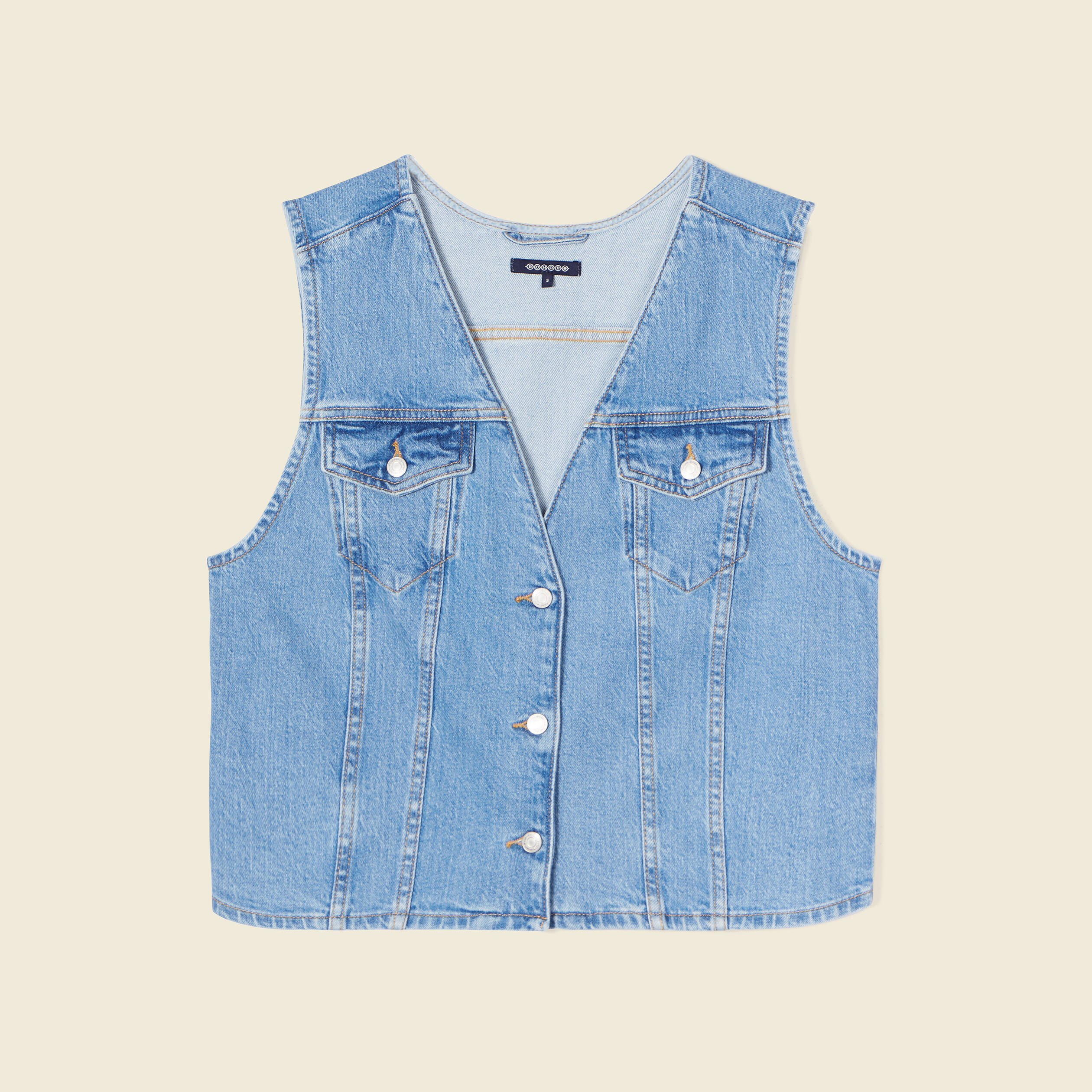 veste sans manches en jean denim used femme Veste sans manches en jean denim used femme