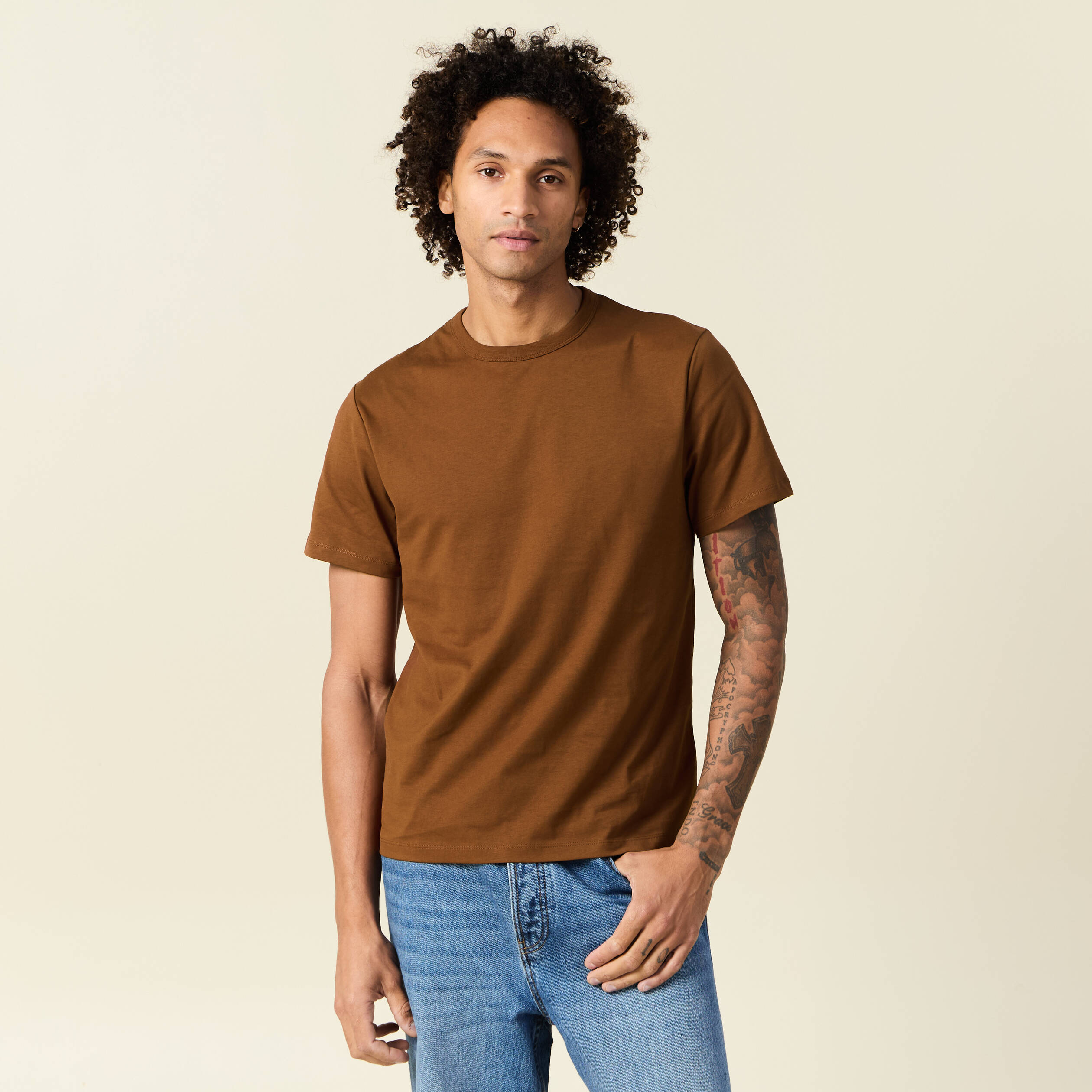 t shirt eco responsable marron homme T-shirt éco-responsable marron homme