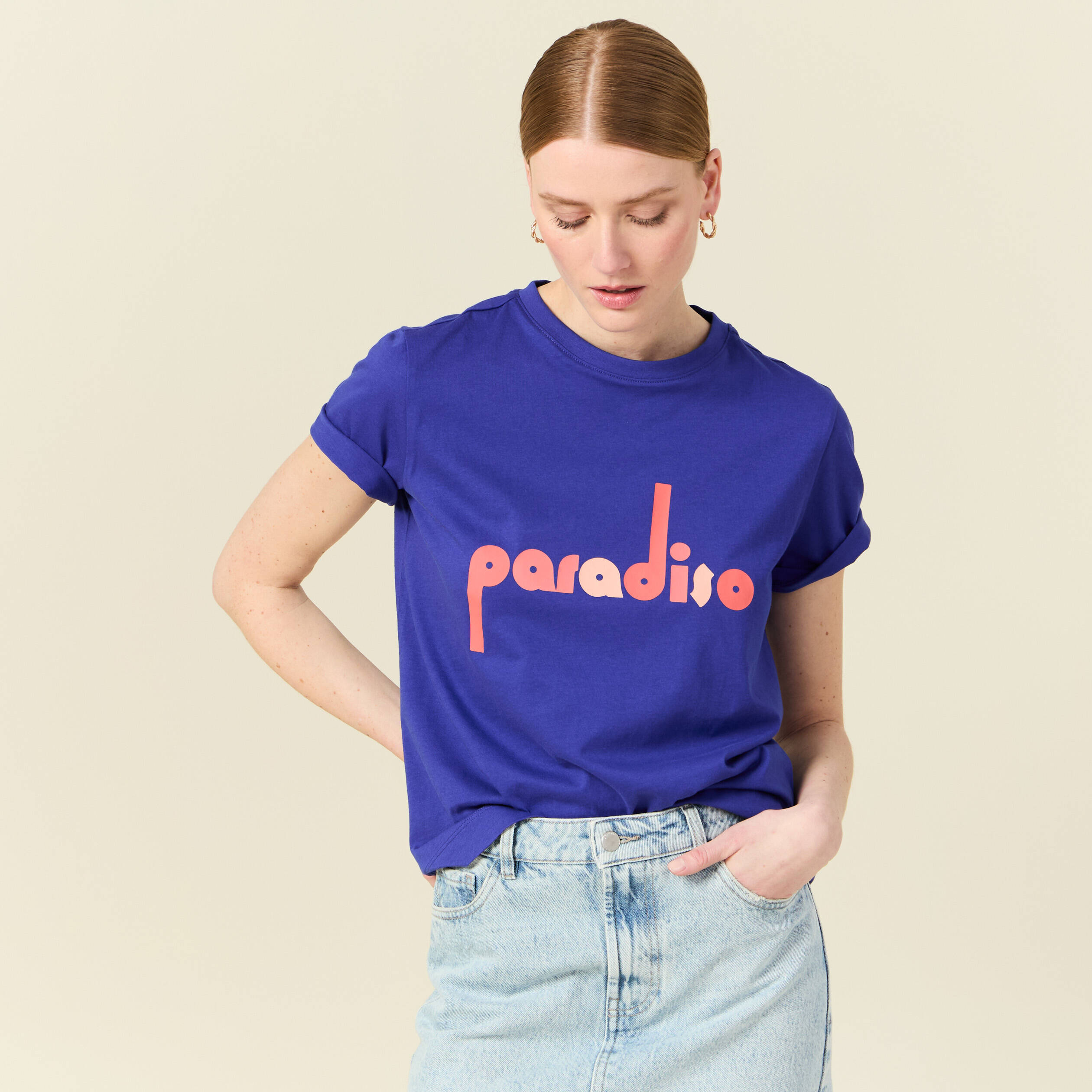t shirt eco responsable bleu violet femme T-shirt éco-responsable bleu violet femme