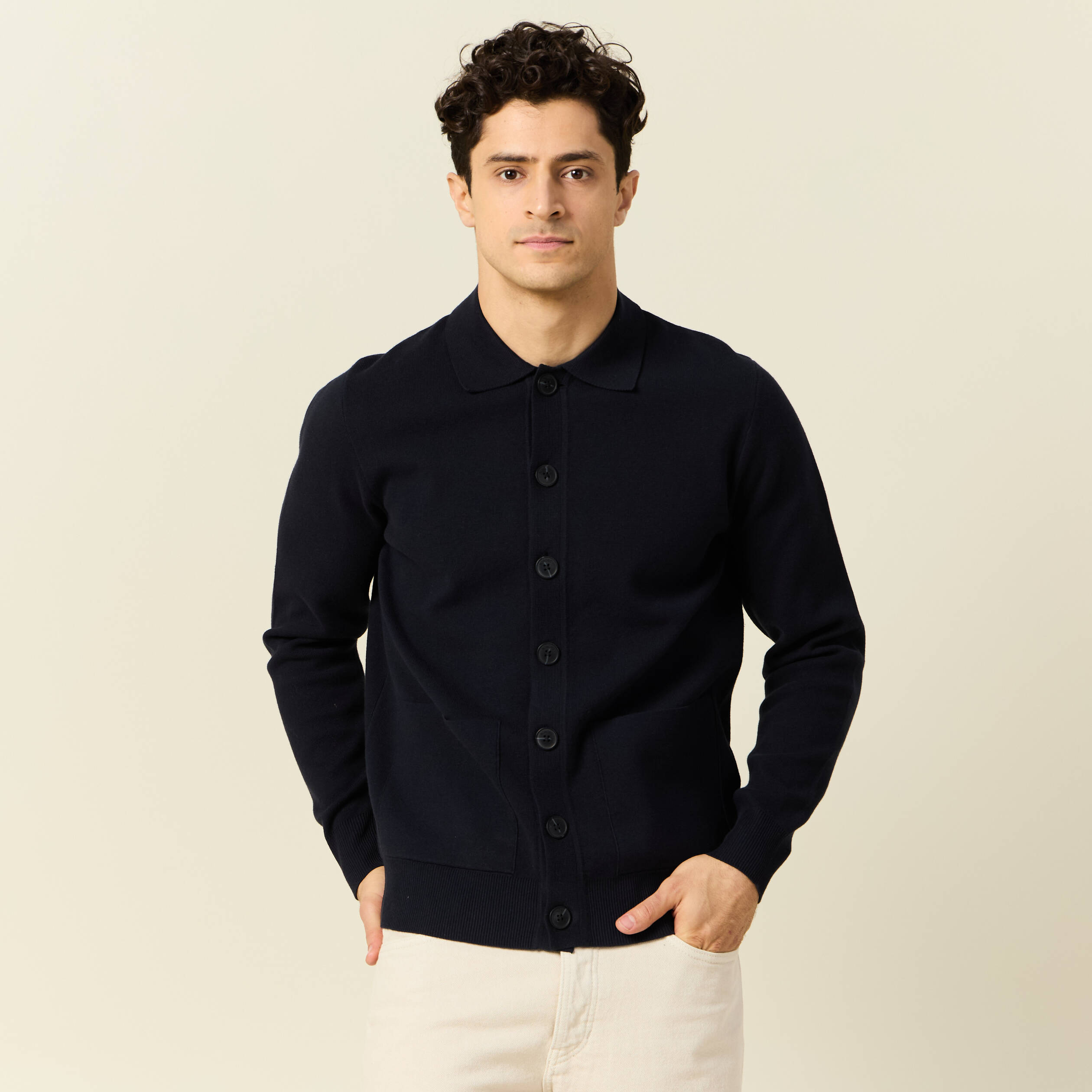 Gilet manches longues bleu marine homme